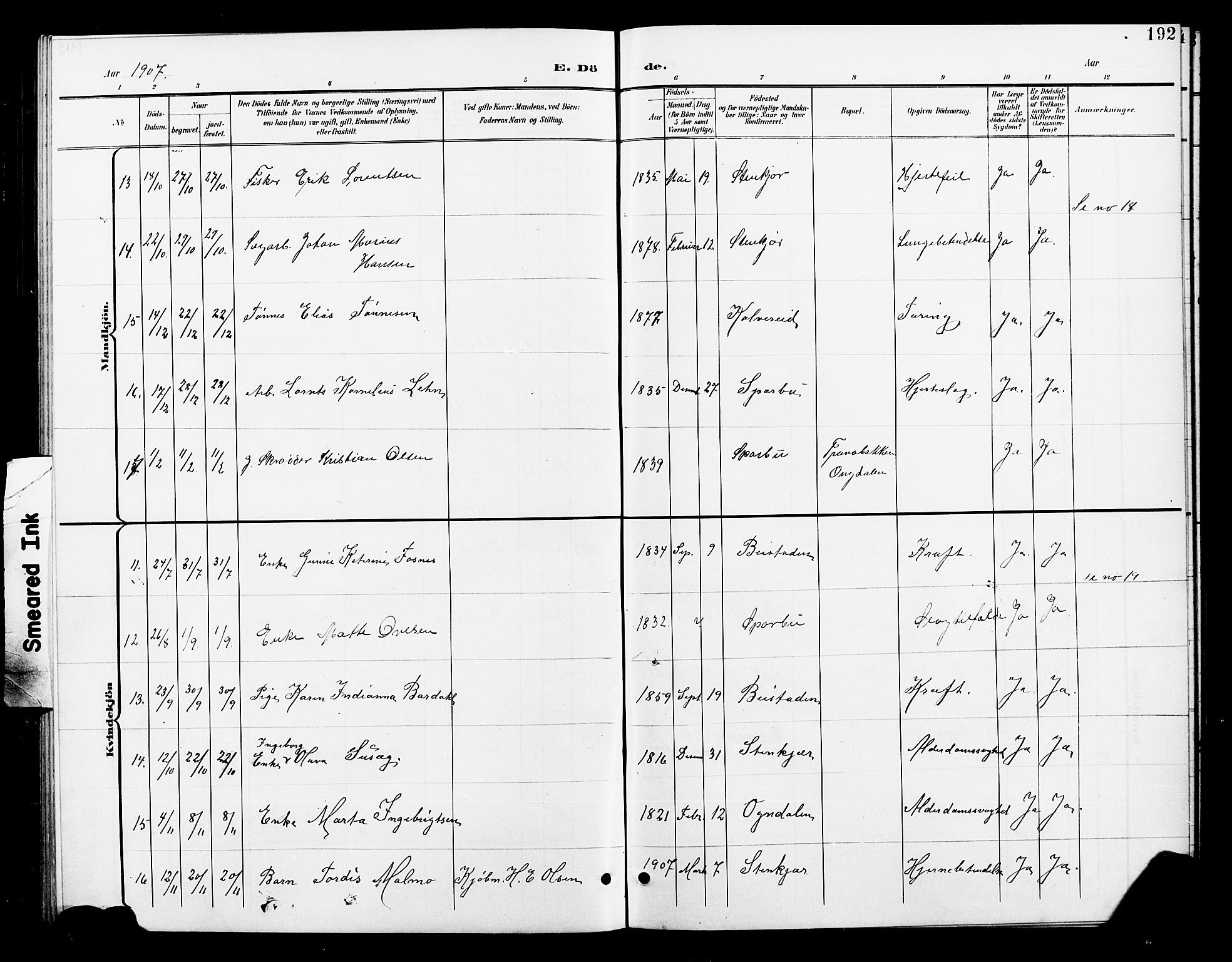 Ministerialprotokoller, klokkerbøker og fødselsregistre - Nord-Trøndelag, AV/SAT-A-1458/739/L0375: Parish register (copy) no. 739C03, 1898-1908, p. 192