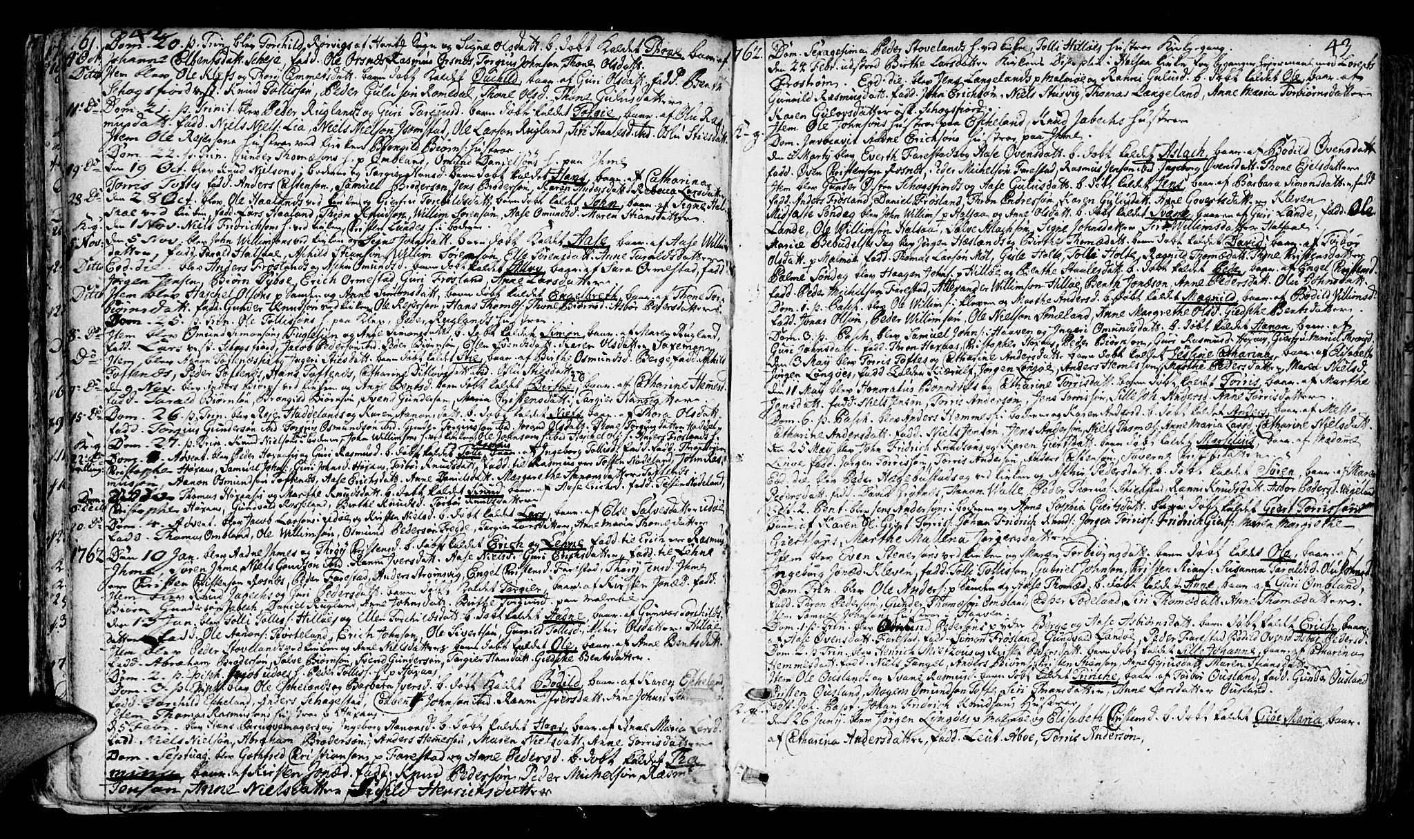 Mandal sokneprestkontor, AV/SAK-1111-0030/F/Fa/Faa/L0003: Parish register (official) no. A 3, 1748-1794, p. 42-43