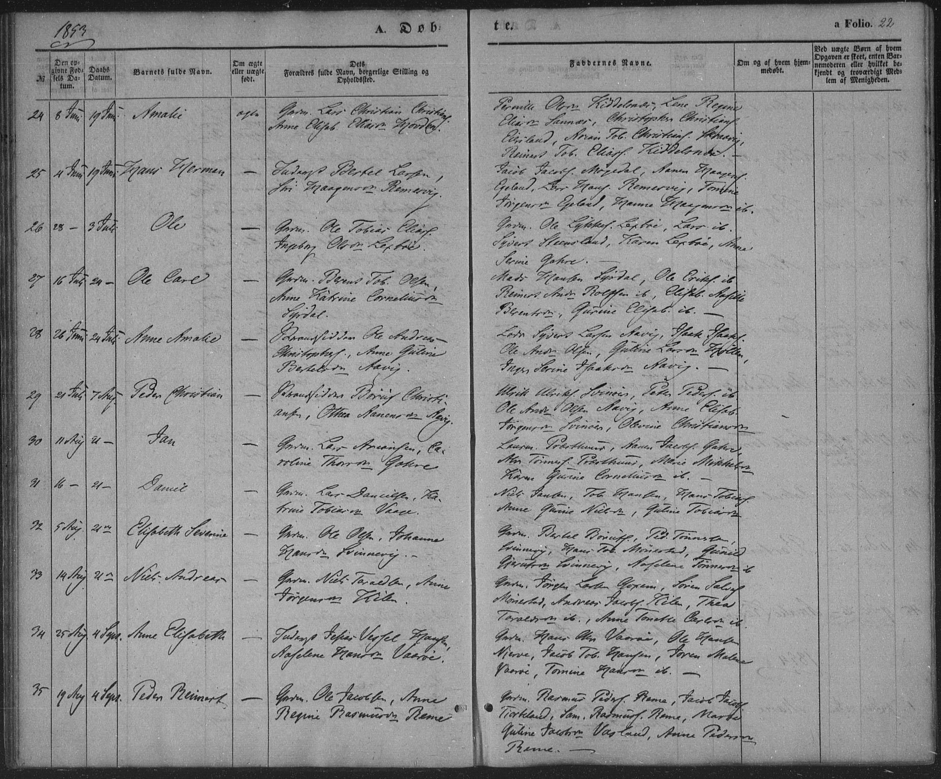 Sør-Audnedal sokneprestkontor, AV/SAK-1111-0039/F/Fa/Faa/L0002: Parish register (official) no. A 2, 1848-1867, p. 22