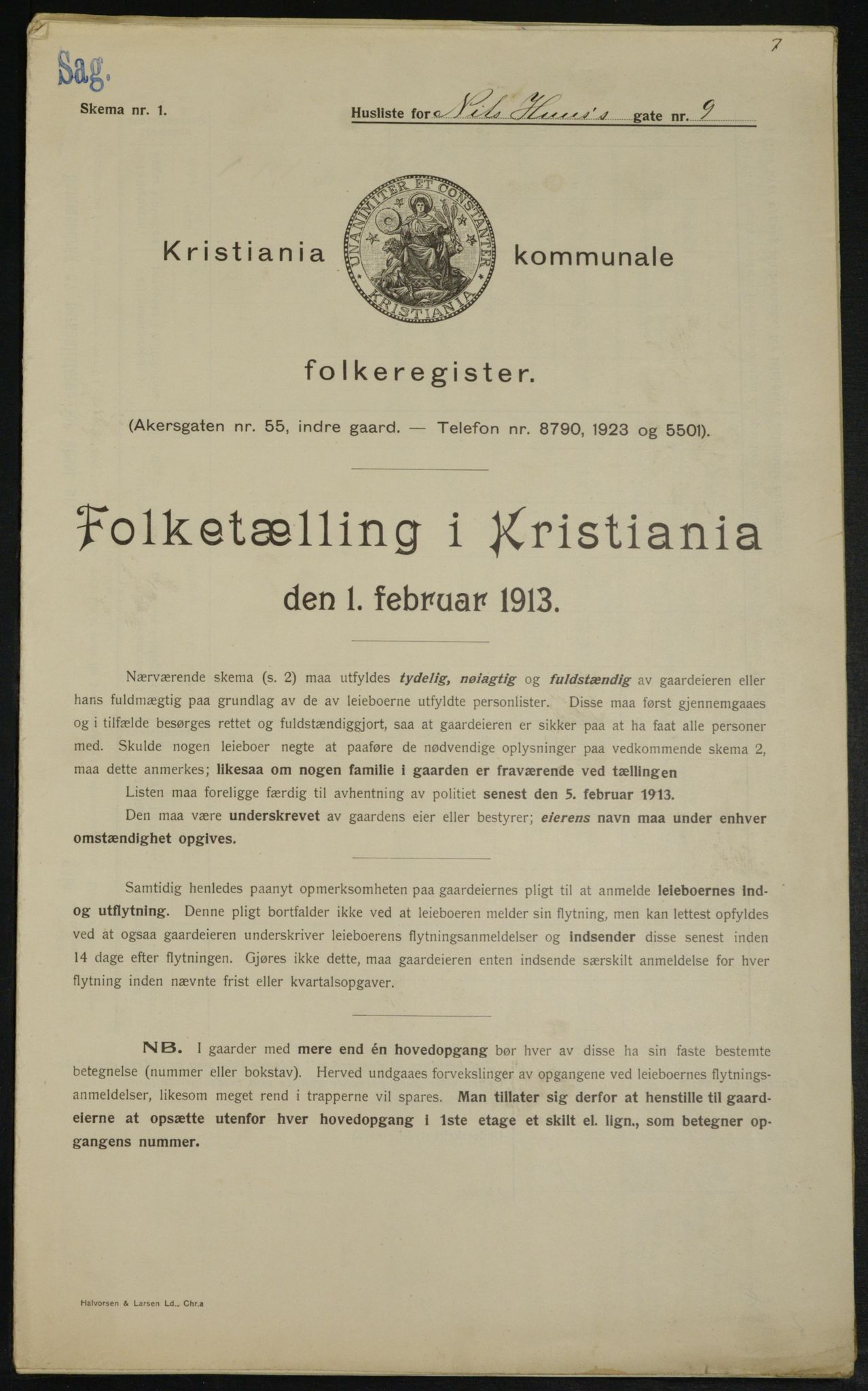 OBA, Municipal Census 1913 for Kristiania, 1913, p. 70940