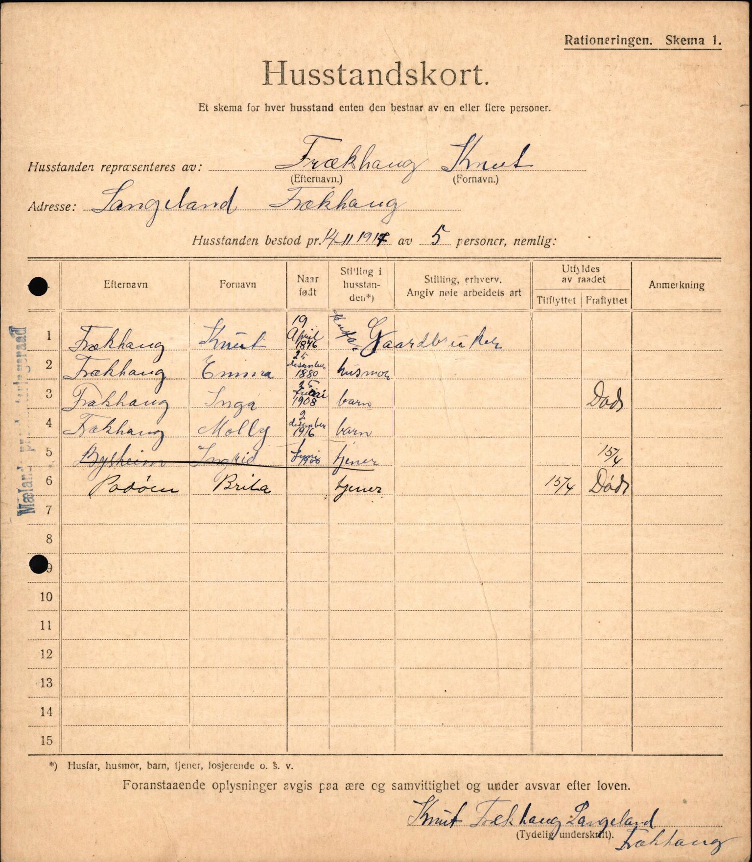 IKAH, Meland kommune, Provianteringsrådet, Husstander per 01.11.1917, 1917-1918, p. 163