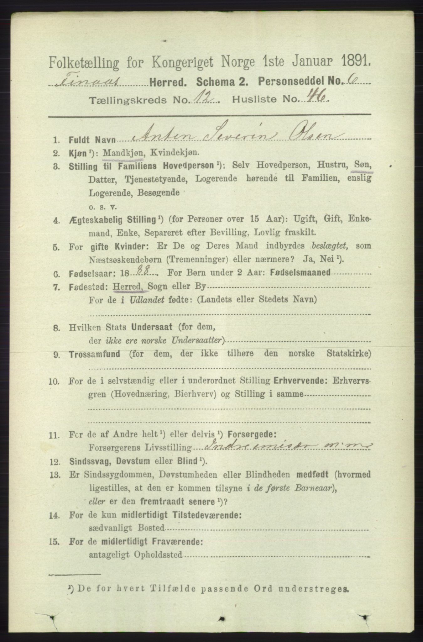 RA, 1891 census for 1218 Finnås, 1891, p. 5567