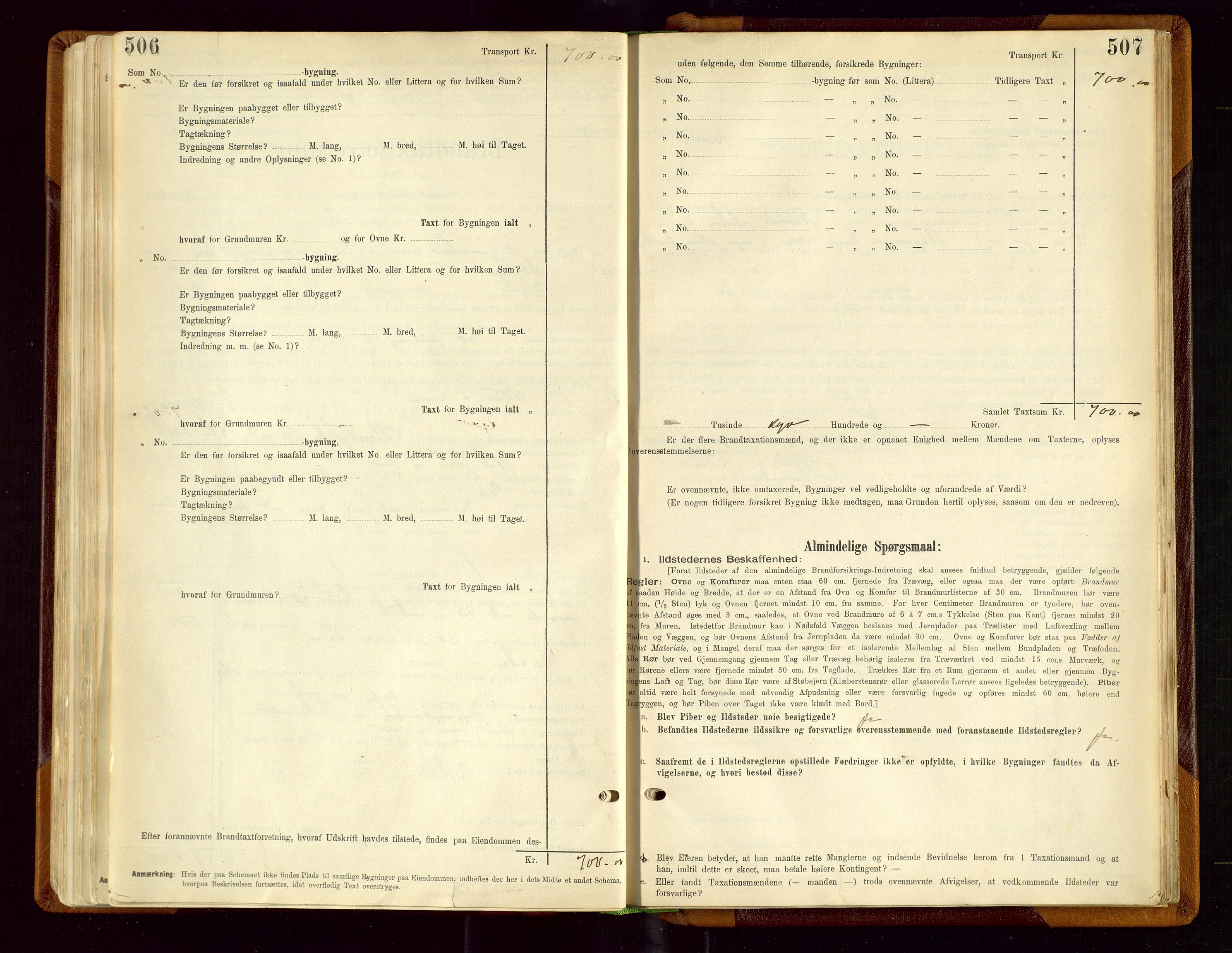 Sauda lensmannskontor, AV/SAST-A-100177/Gob/L0001: Branntakstprotokoll - skjematakst, 1894-1914, p. 506-507