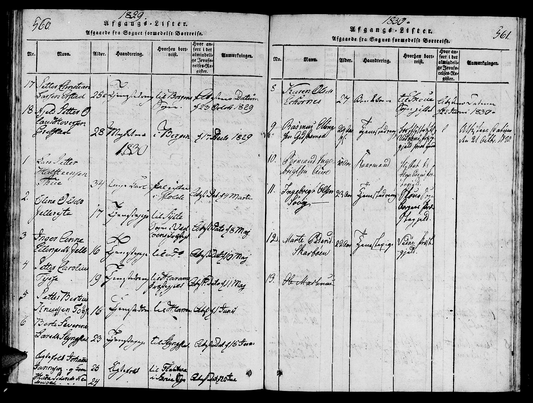 Ministerialprotokoller, klokkerbøker og fødselsregistre - Møre og Romsdal, SAT/A-1454/522/L0310: Parish register (official) no. 522A05, 1816-1832, p. 560-561
