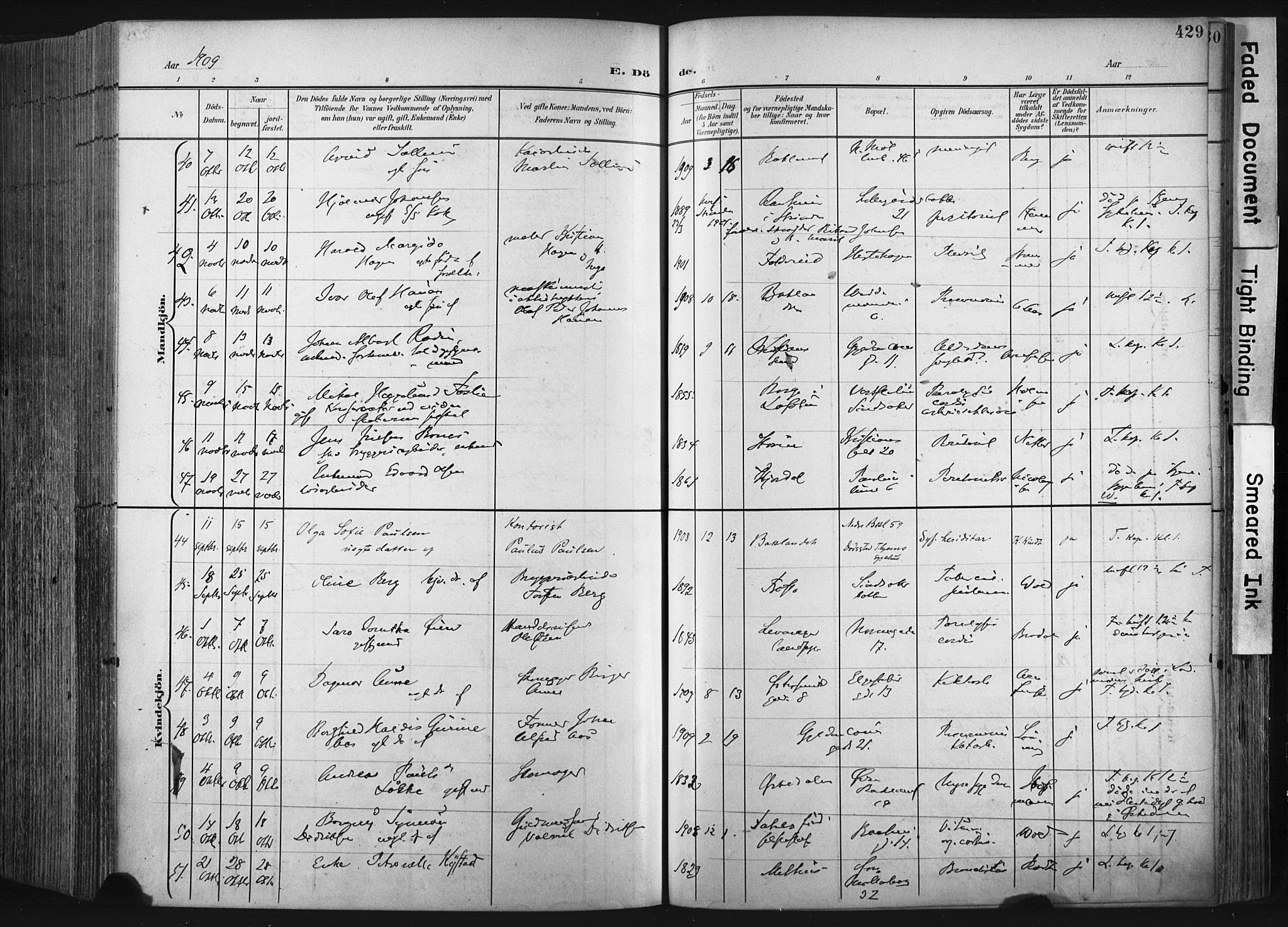 Ministerialprotokoller, klokkerbøker og fødselsregistre - Sør-Trøndelag, SAT/A-1456/604/L0201: Parish register (official) no. 604A21, 1901-1911, p. 429