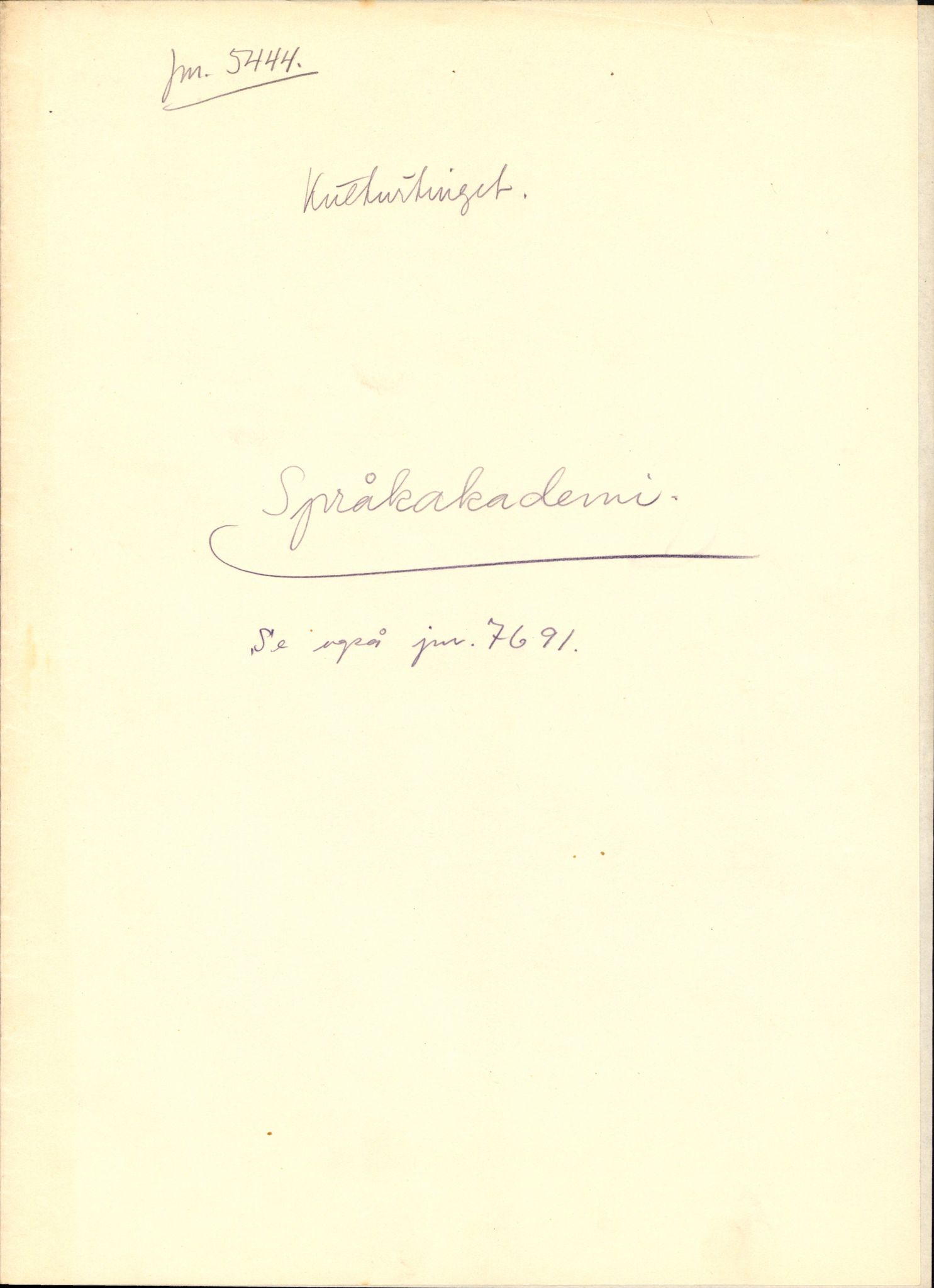 Kultur- og folkeopplysningsdepartementet, Den alminnelige avdeling. 1940-45, AV/RA-S-6010/E/Ea/L0016/0007: Sakarkiv / Kulturtingets møter 1944 i Trondheim, 1943-1945, p. 19