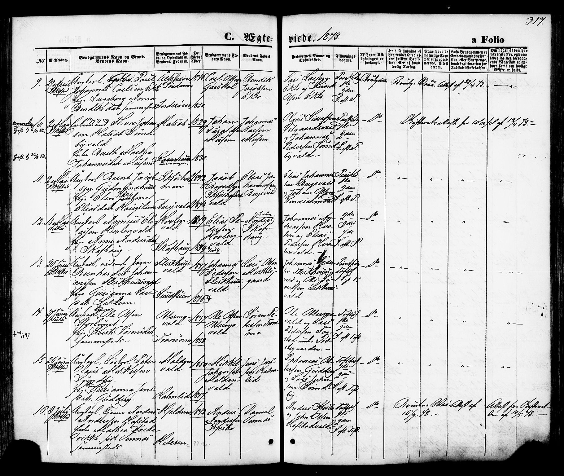 Ministerialprotokoller, klokkerbøker og fødselsregistre - Nord-Trøndelag, SAT/A-1458/723/L0242: Parish register (official) no. 723A11, 1870-1880, p. 317