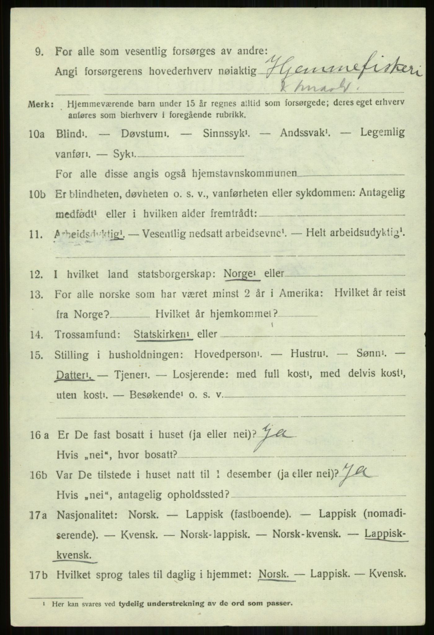 SATØ, 1920 census for Skjervøy, 1920, p. 4310