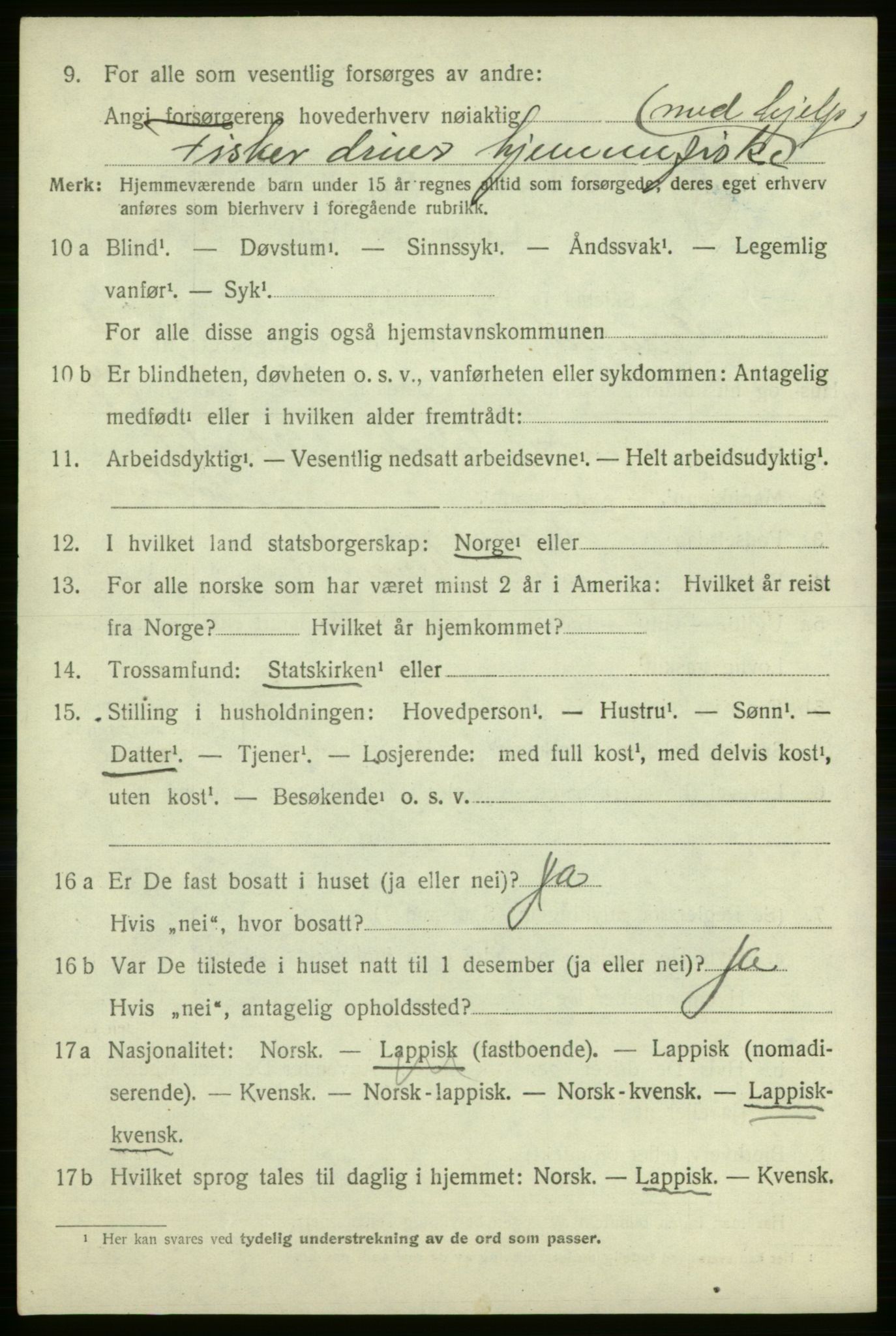 SATØ, 1920 census for Gamvik, 1920, p. 3549