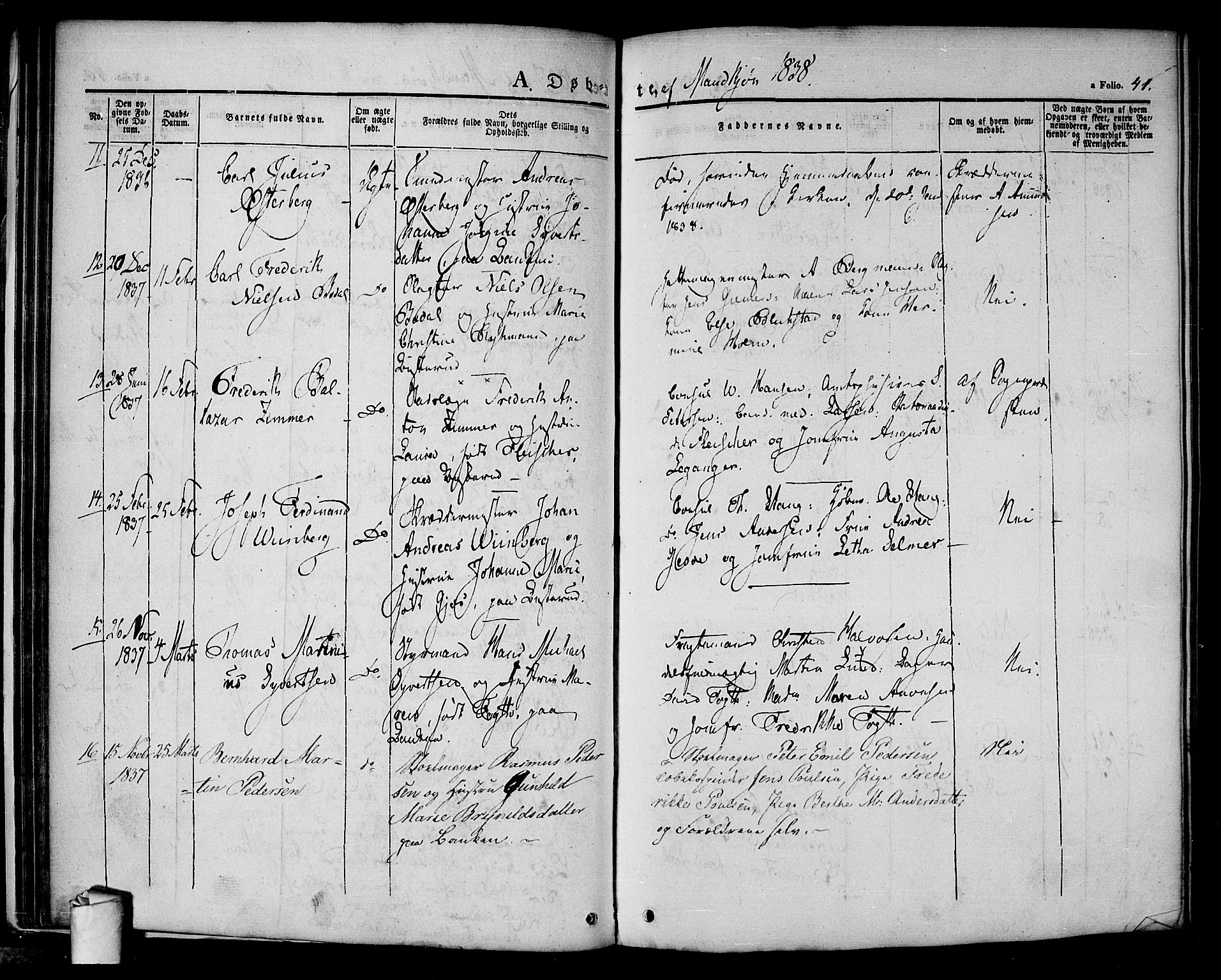 Halden prestekontor Kirkebøker, SAO/A-10909/F/Fa/L0005: Parish register (official) no. I 5, 1834-1845, p. 41