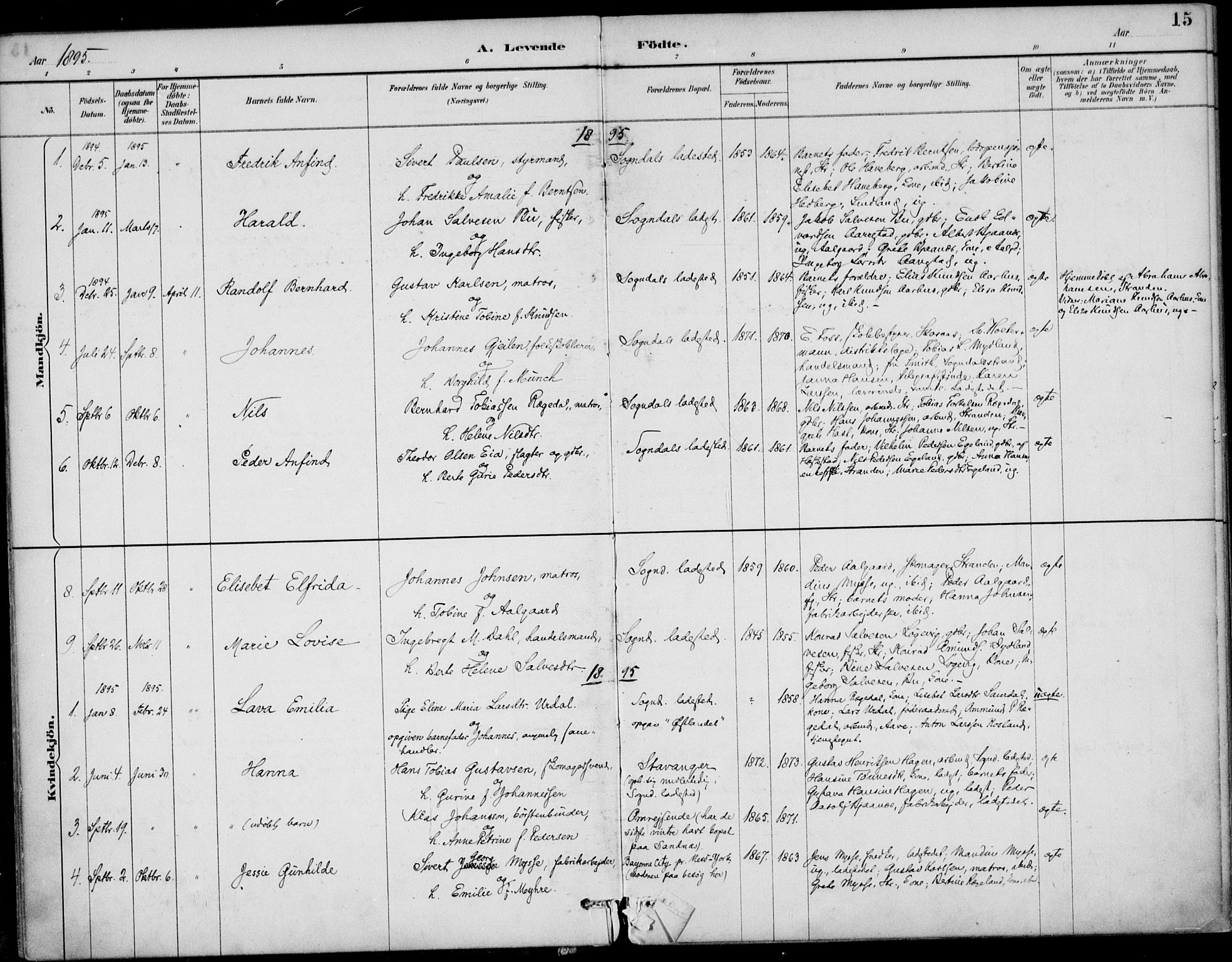 Sokndal sokneprestkontor, AV/SAST-A-101808: Parish register (official) no. A 12, 1887-1927, p. 15