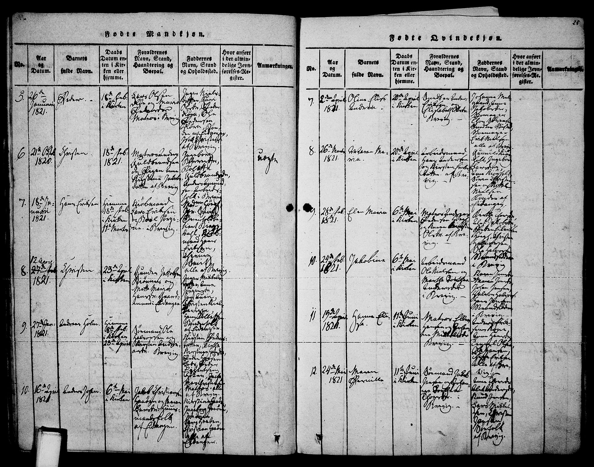 Brevik kirkebøker, SAKO/A-255/F/Fa/L0004: Parish register (official) no. 4, 1814-1846, p. 25