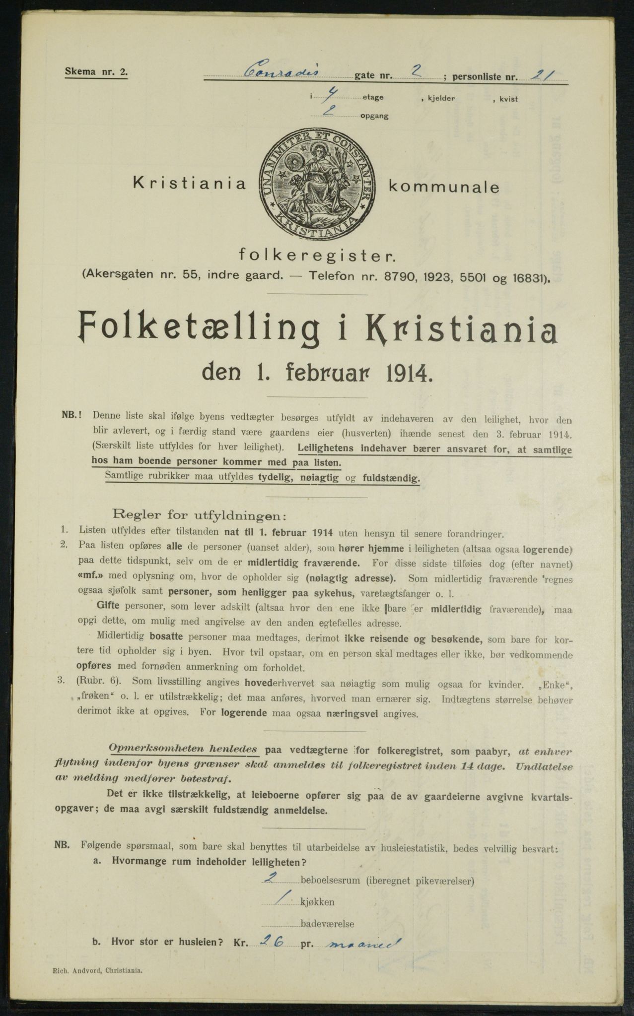 OBA, Municipal Census 1914 for Kristiania, 1914, p. 13535