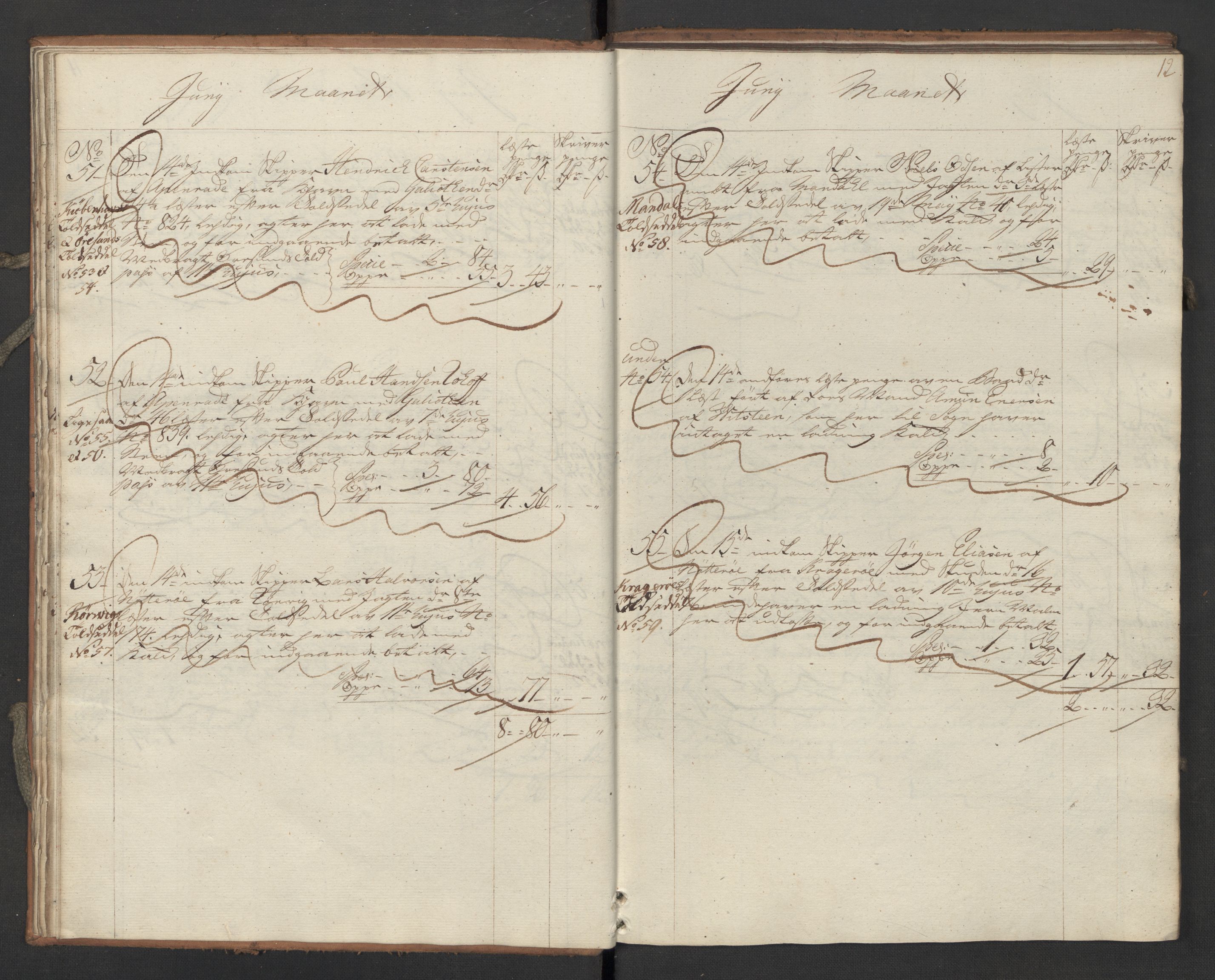 Generaltollkammeret, tollregnskaper, AV/RA-EA-5490/R06/L0062/0002: Tollregnskaper Kristiania / Inngående hovedtollbok Slependen, 1762, p. 11b-12a