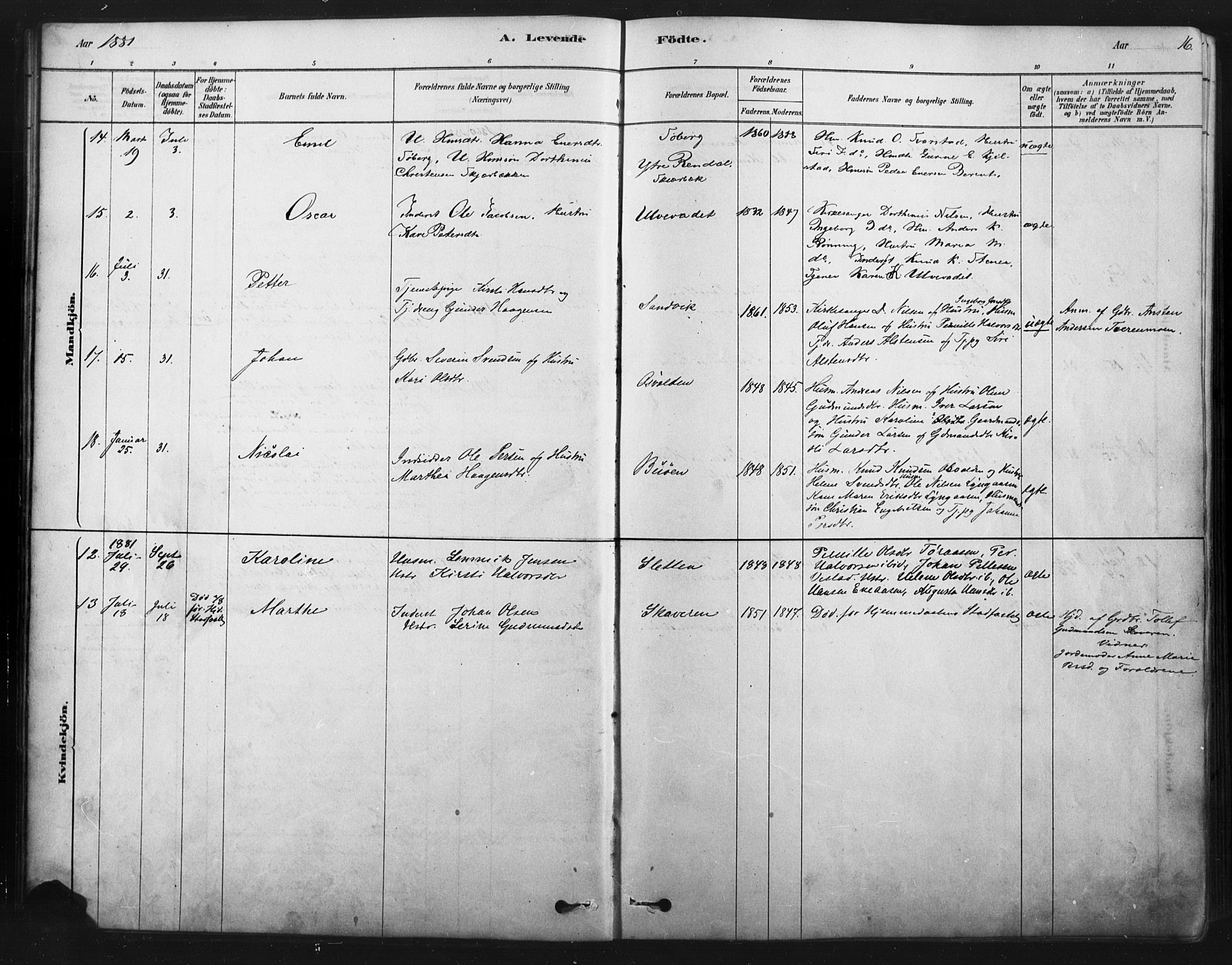 Åmot prestekontor, Hedmark, SAH/PREST-056/H/Ha/Haa/L0012: Parish register (official) no. 12, 1878-1901, p. 16