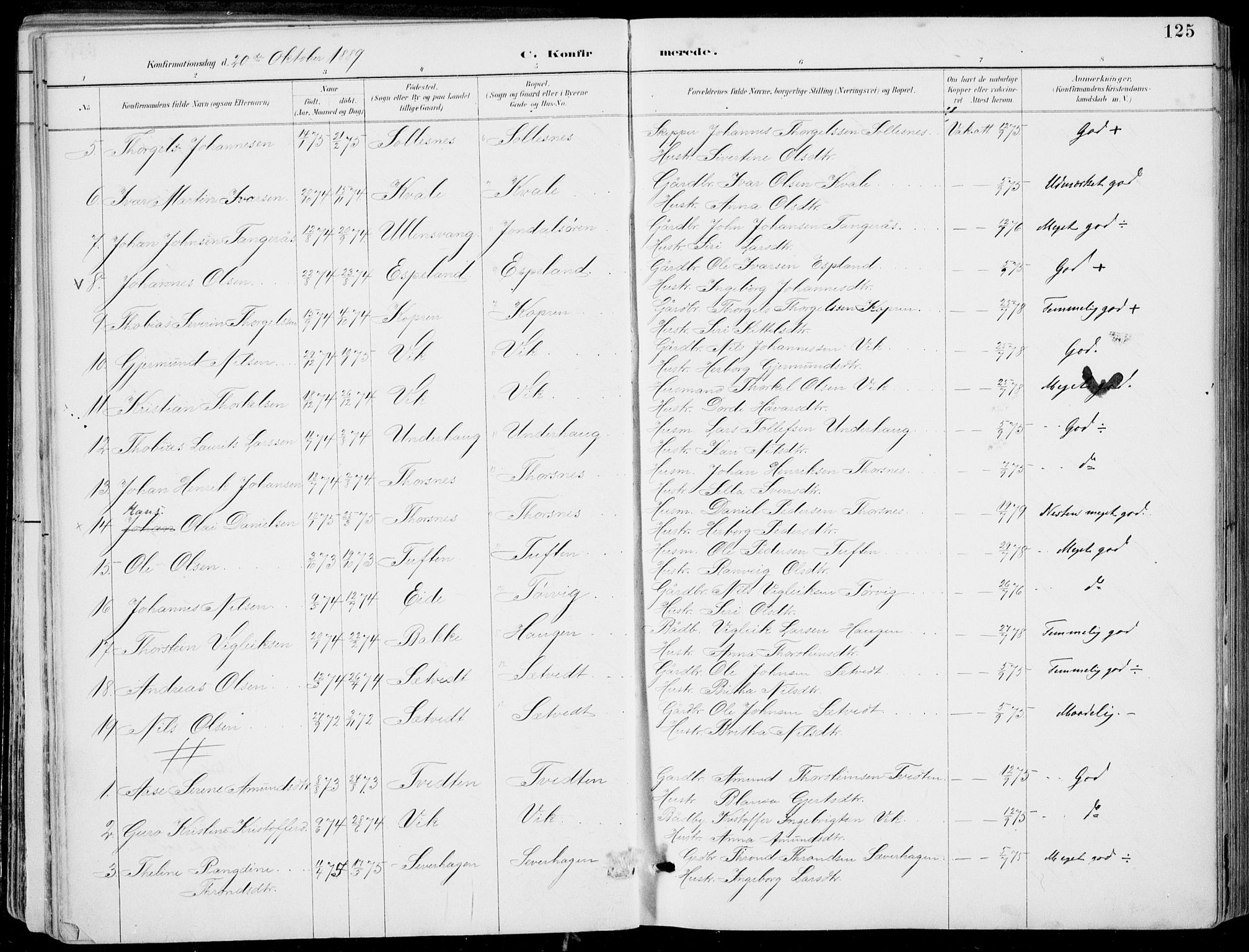 Strandebarm sokneprestembete, SAB/A-78401/H/Haa: Parish register (official) no. E  1, 1886-1908, p. 125