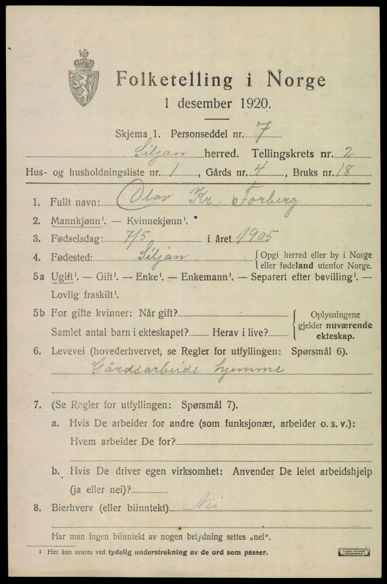 SAKO, 1920 census for Siljan, 1920, p. 941