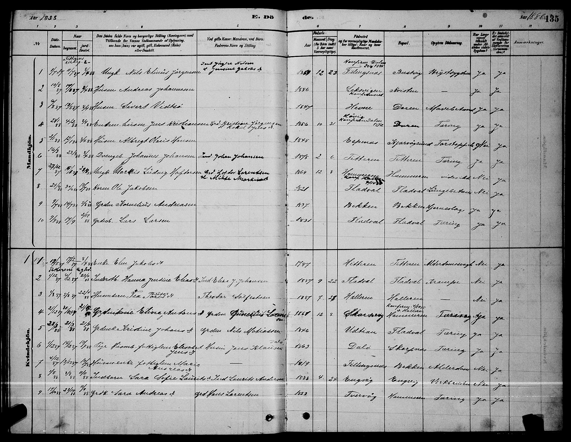 Ministerialprotokoller, klokkerbøker og fødselsregistre - Sør-Trøndelag, SAT/A-1456/641/L0597: Parish register (copy) no. 641C01, 1878-1893, p. 135
