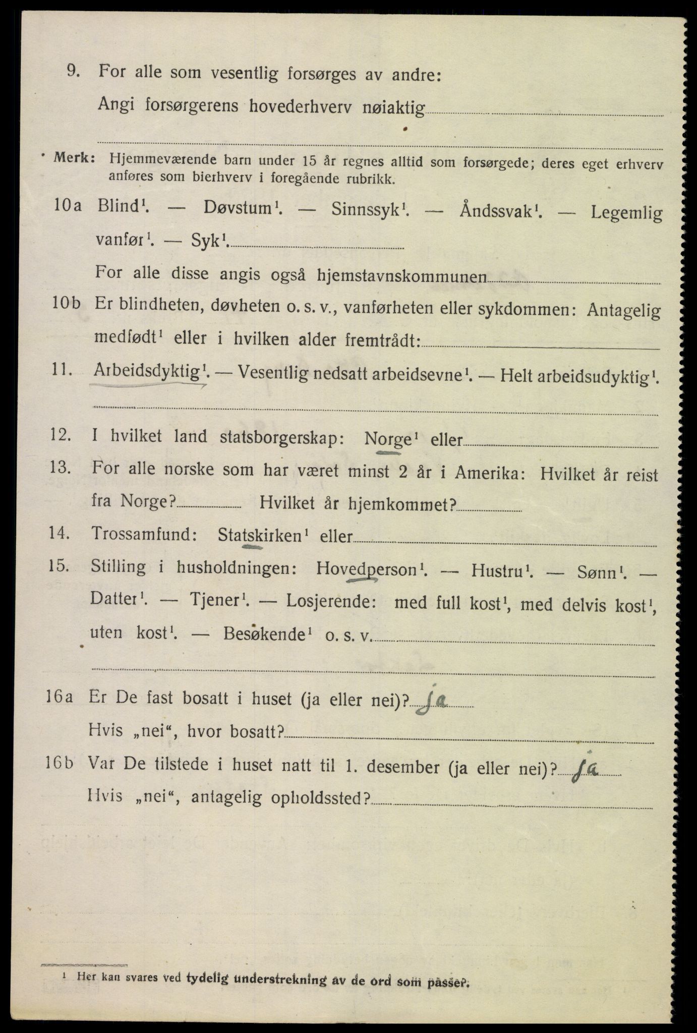 SAK, 1920 census for Oddernes, 1920, p. 13098