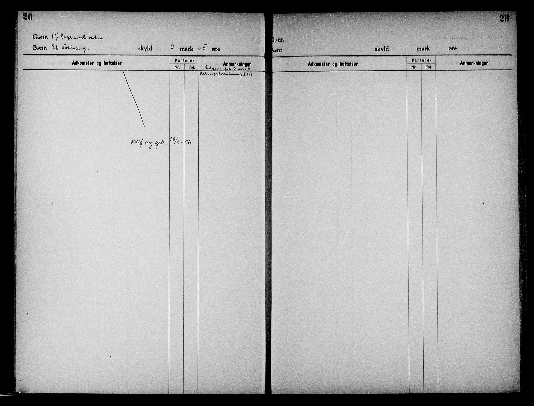 Vestre Nedenes/Sand sorenskriveri, SAK/1221-0010/G/Ga/L0023: Mortgage register no. 16, 1923-1957, p. 26