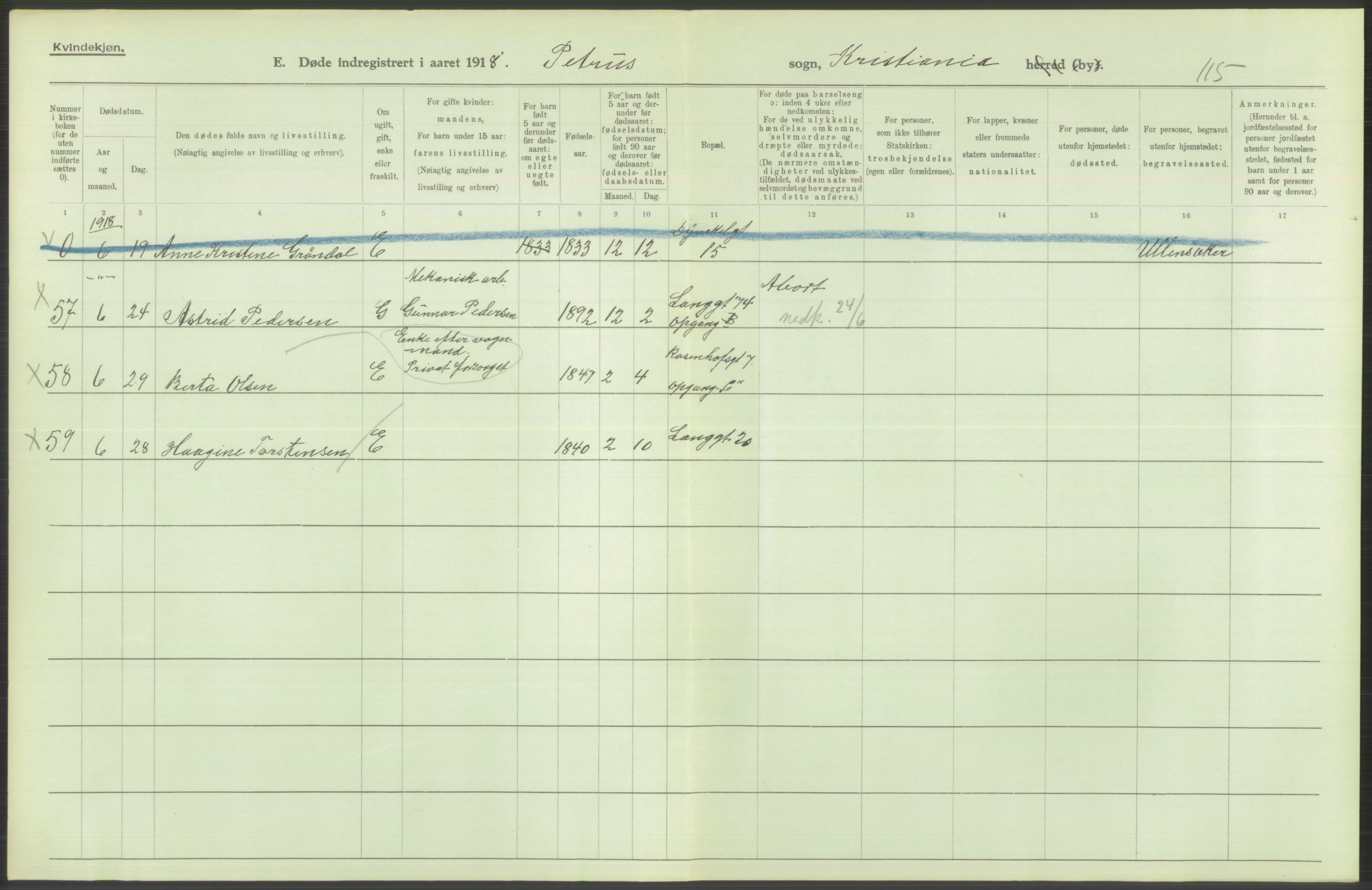 Statistisk sentralbyrå, Sosiodemografiske emner, Befolkning, AV/RA-S-2228/D/Df/Dfb/Dfbh/L0010: Kristiania: Døde, 1918, p. 604