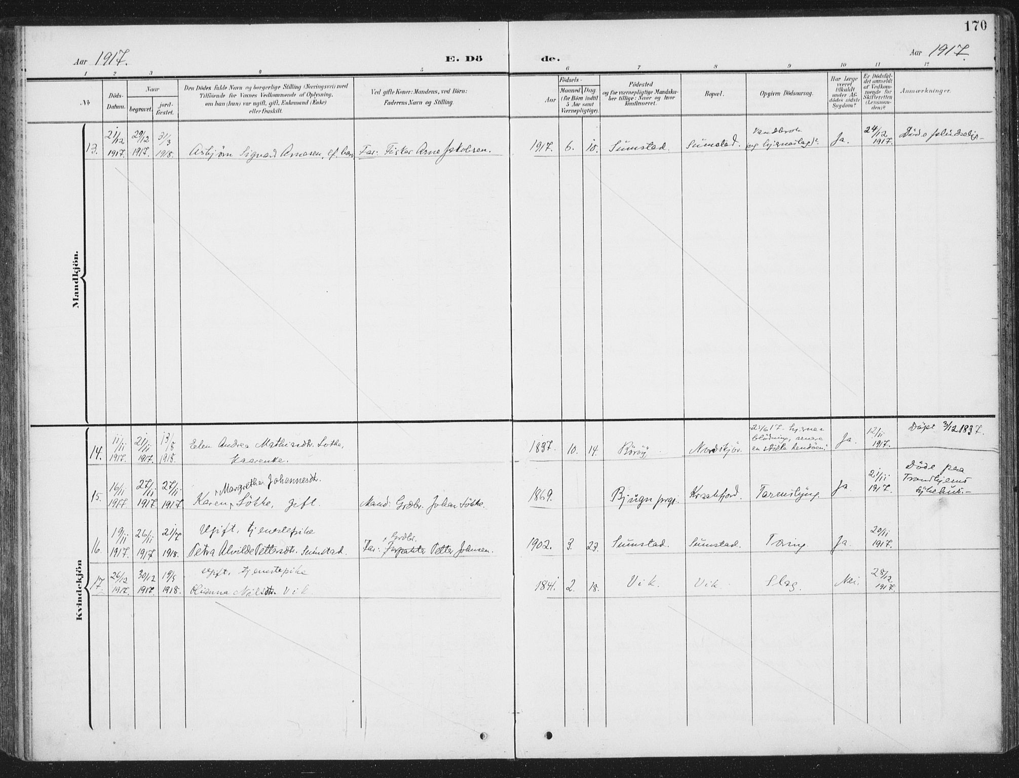 Ministerialprotokoller, klokkerbøker og fødselsregistre - Sør-Trøndelag, SAT/A-1456/657/L0709: Parish register (official) no. 657A10, 1905-1919, p. 170