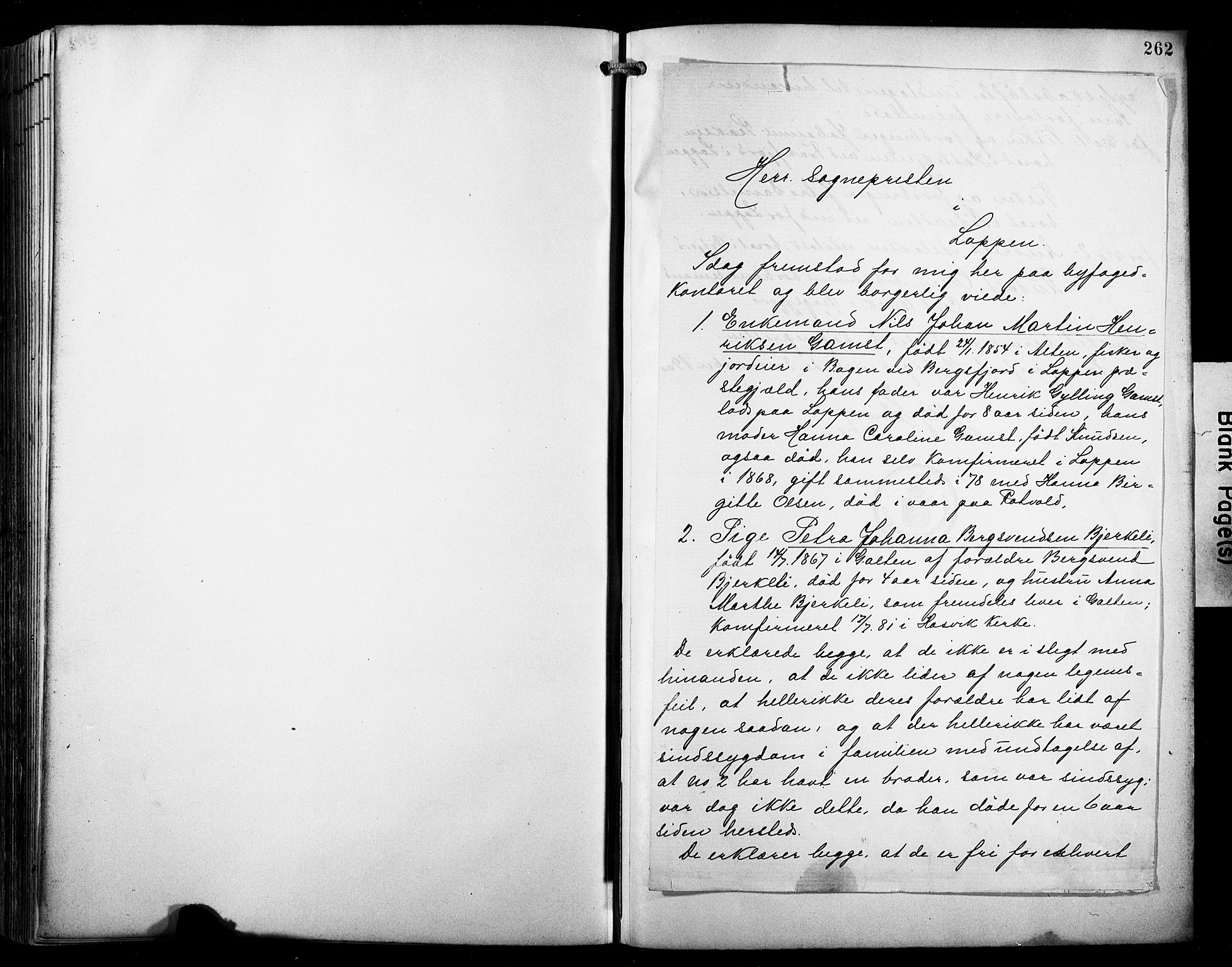 Loppa sokneprestkontor, AV/SATØ-S-1339/H/Ha/L0009kirke: Parish register (official) no. 9, 1895-1909, p. 262