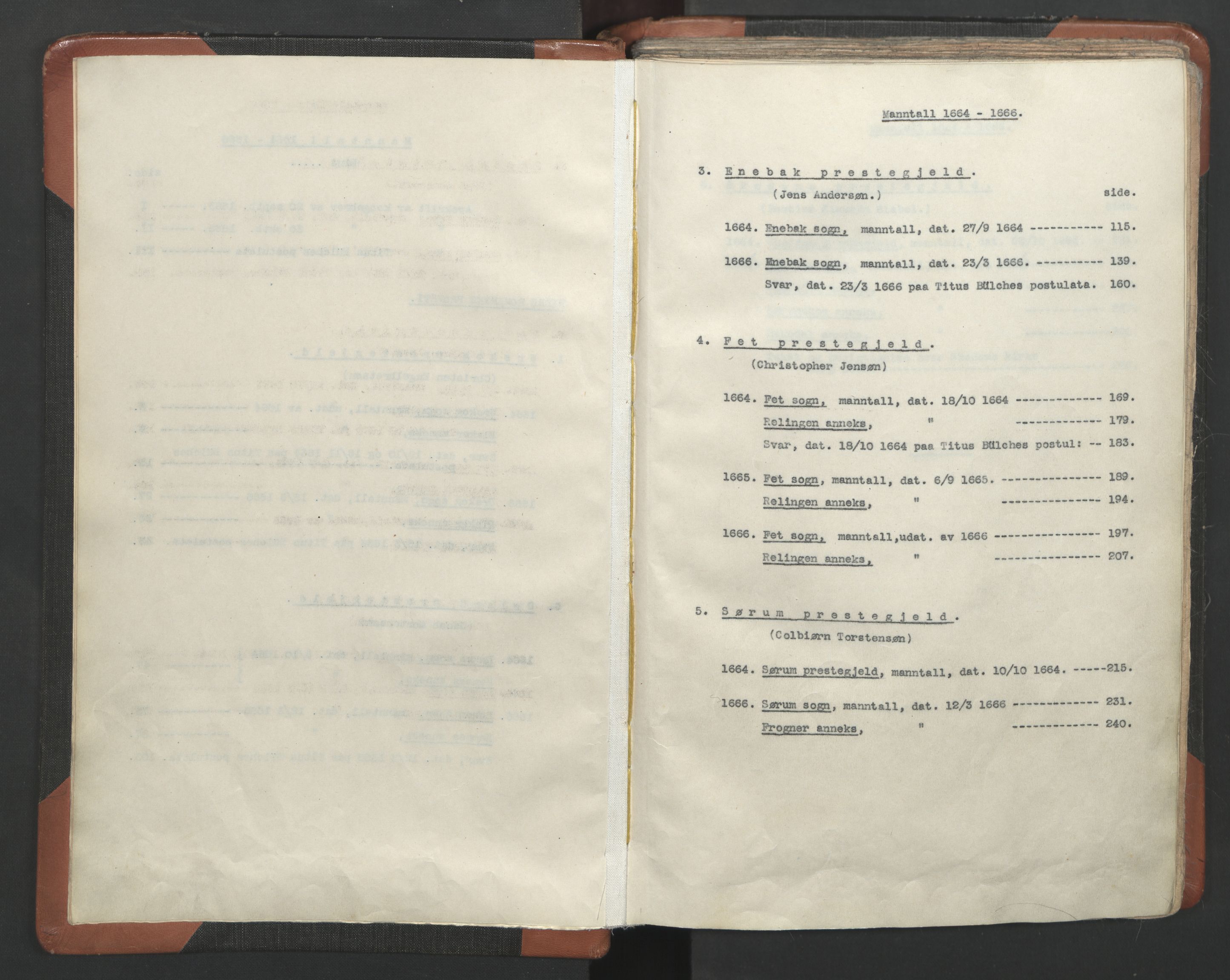 RA, Vicar's Census 1664-1666, no. 3: Nedre Romerike deanery, 1664-1666