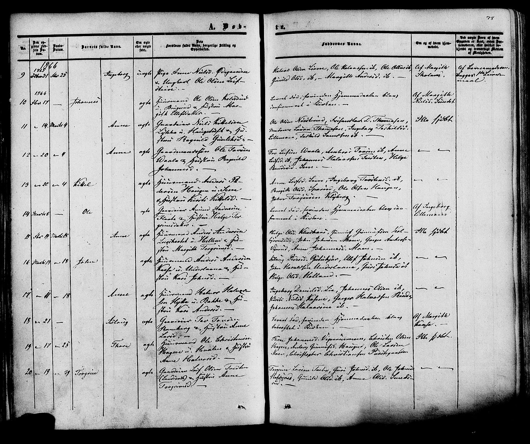 Heddal kirkebøker, SAKO/A-268/F/Fa/L0007: Parish register (official) no. I 7, 1855-1877, p. 78