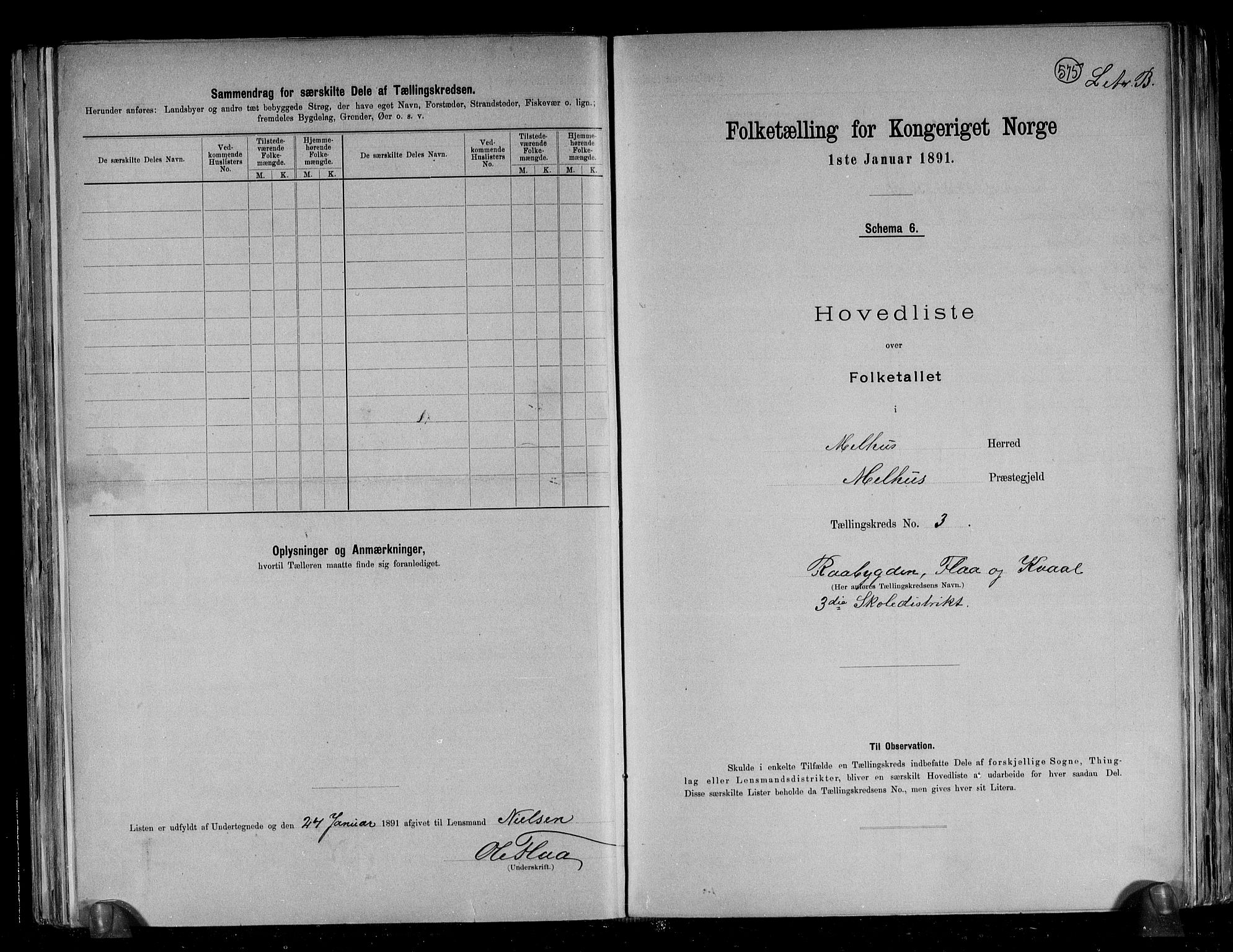 RA, 1891 census for 1653 Melhus, 1891, p. 11