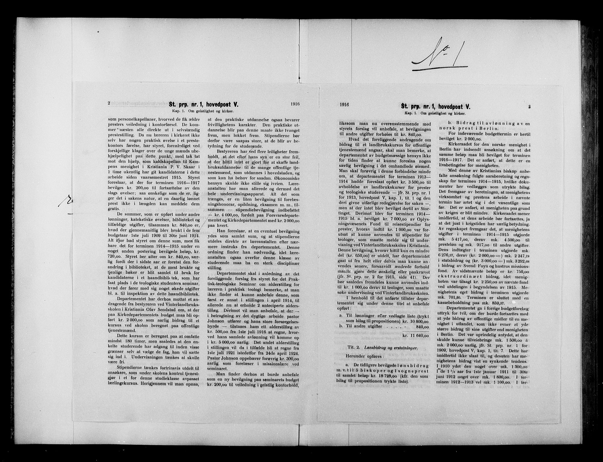 Kirke- og undervisningsdepartementet, Kontoret  for kirke og geistlighet A, AV/RA-S-1007/A/Aa/L0319: Referatprotokoll bd. 1. Ref.nr. 1-151, 1916