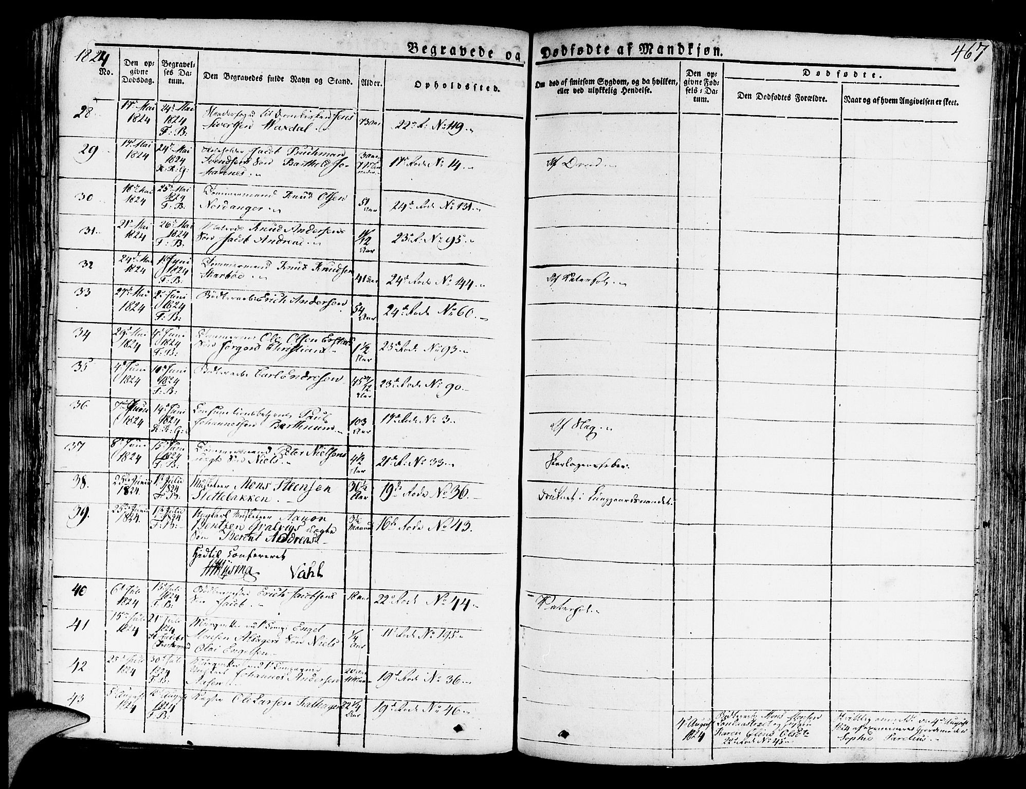 Korskirken sokneprestembete, AV/SAB-A-76101/H/Haa/L0014: Parish register (official) no. A 14, 1823-1835, p. 467