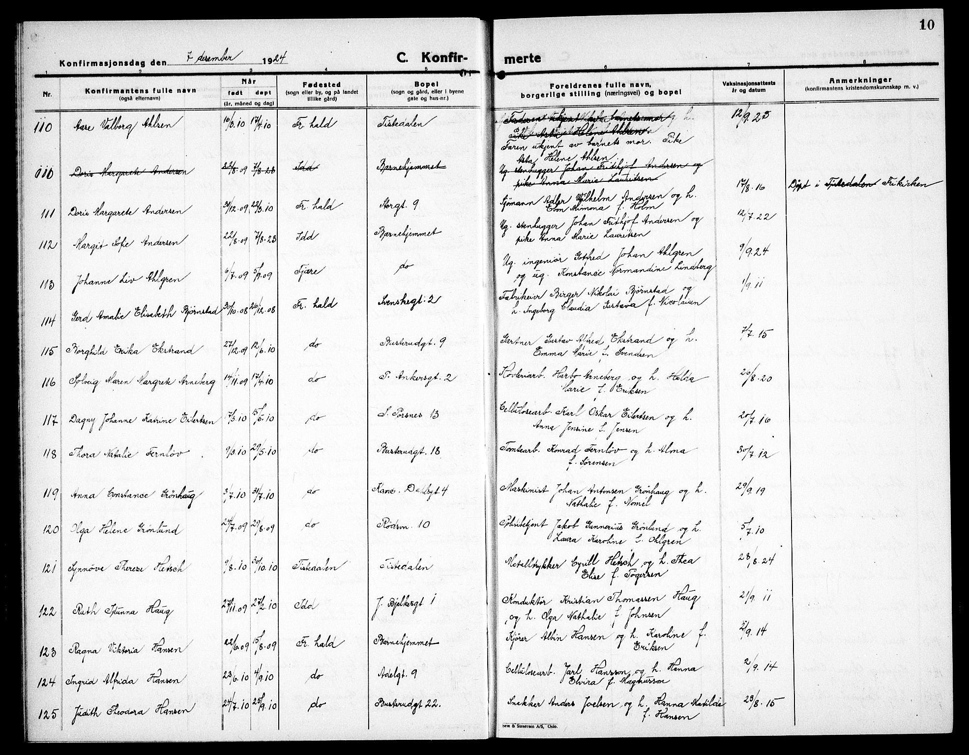 Halden prestekontor Kirkebøker, SAO/A-10909/G/Ga/L0013: Parish register (copy) no. 13, 1924-1939, p. 10