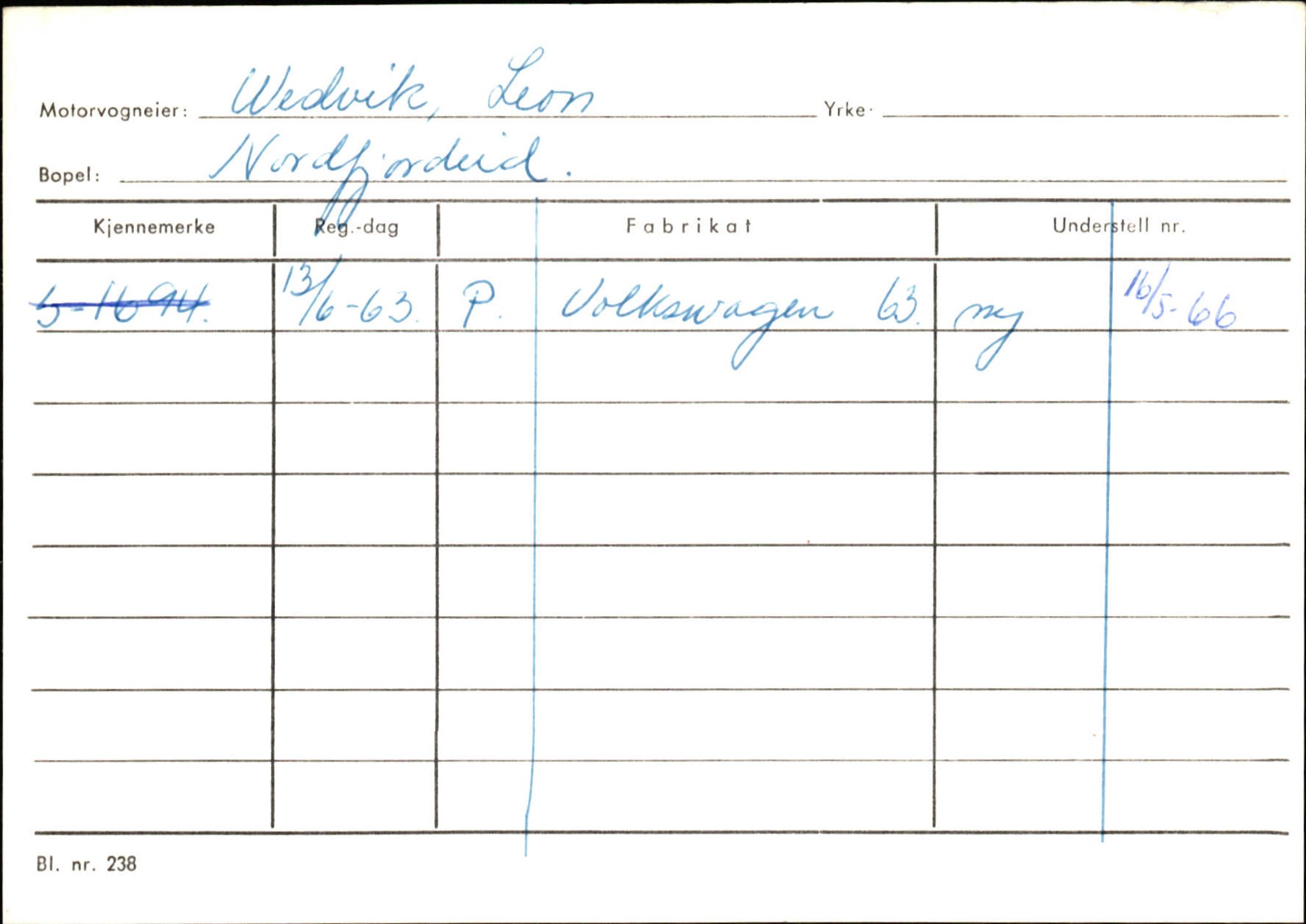 Statens vegvesen, Sogn og Fjordane vegkontor, SAB/A-5301/4/F/L0130: Eigarregister Eid T-Å. Høyanger A-O, 1945-1975, p. 189