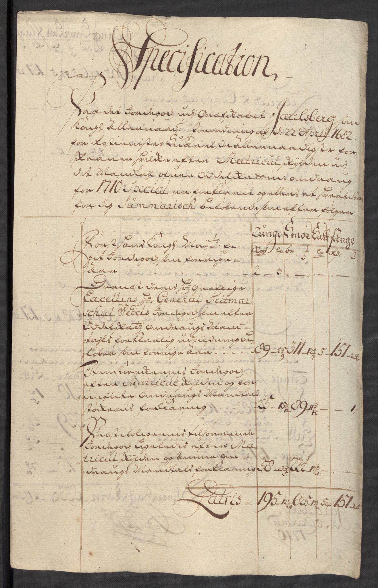 Rentekammeret inntil 1814, Reviderte regnskaper, Fogderegnskap, AV/RA-EA-4092/R32/L1875: Fogderegnskap Jarlsberg grevskap, 1710, p. 154