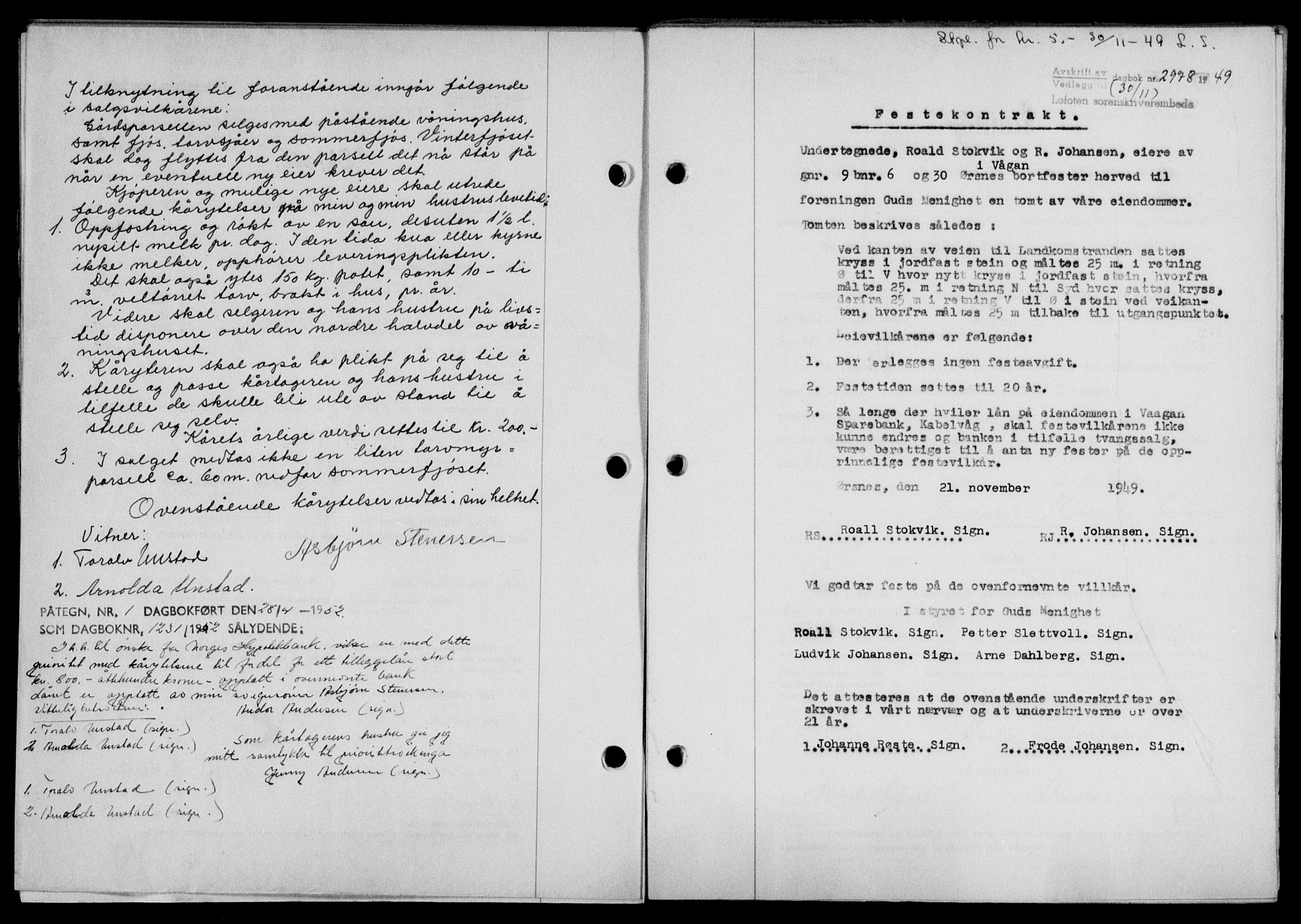 Lofoten sorenskriveri, SAT/A-0017/1/2/2C/L0022a: Mortgage book no. 22a, 1949-1950, Diary no: : 2978/1949