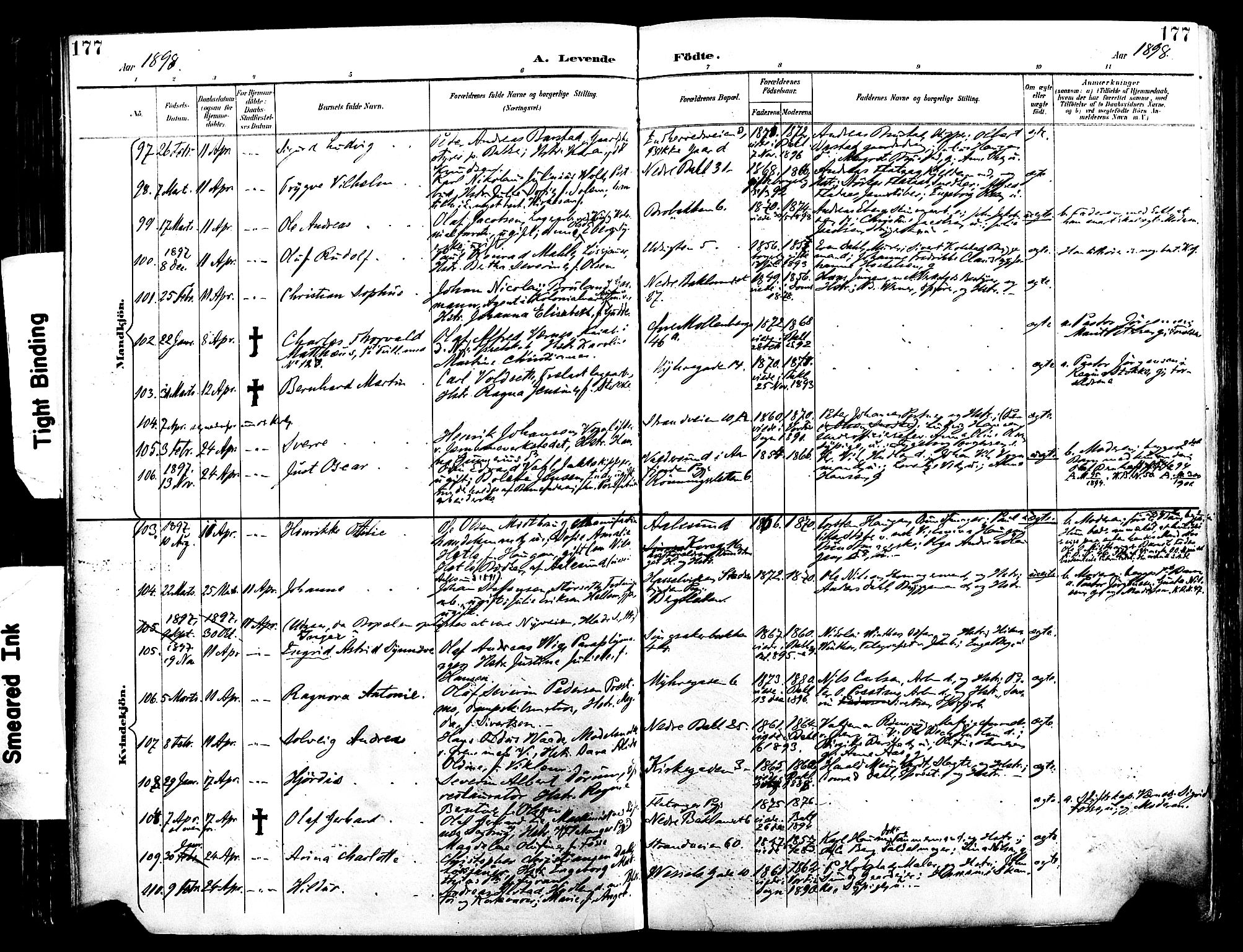 Ministerialprotokoller, klokkerbøker og fødselsregistre - Sør-Trøndelag, SAT/A-1456/604/L0197: Parish register (official) no. 604A18, 1893-1900, p. 177