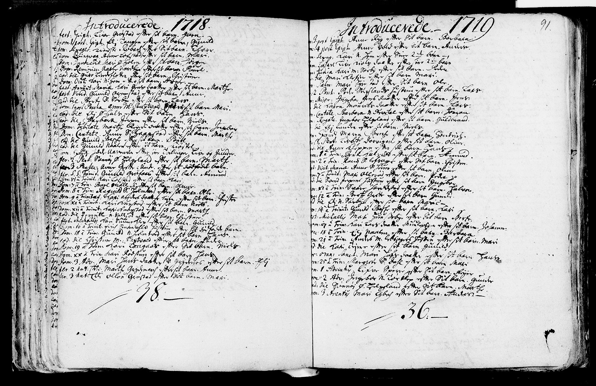 Våle kirkebøker, SAKO/A-334/F/Fa/L0002: Parish register (official) no. I 2, 1705-1732, p. 91