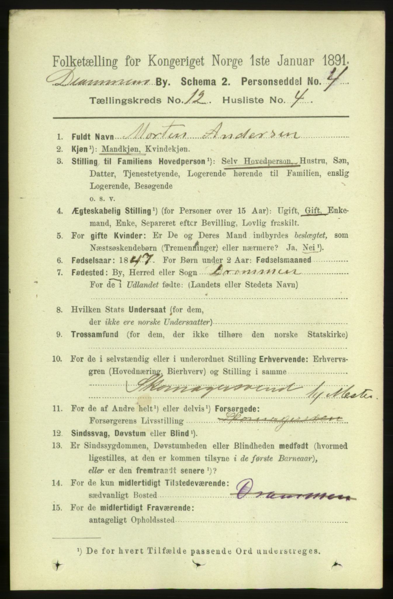 RA, 1891 census for 0602 Drammen, 1891, p. 9003
