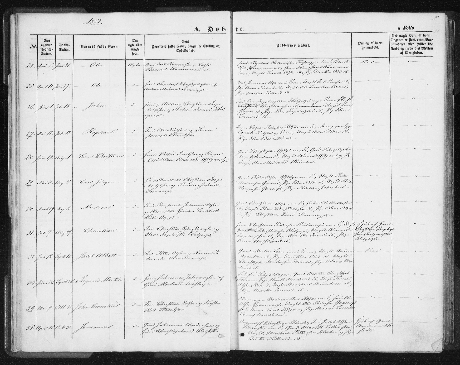 Ministerialprotokoller, klokkerbøker og fødselsregistre - Nord-Trøndelag, AV/SAT-A-1458/746/L0446: Parish register (official) no. 746A05, 1846-1859, p. 20