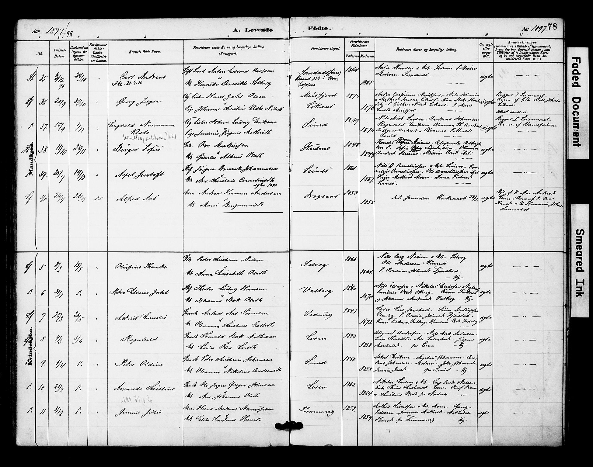 Ministerialprotokoller, klokkerbøker og fødselsregistre - Nordland, AV/SAT-A-1459/831/L0471: Parish register (official) no. 831A02, 1886-1901, p. 78