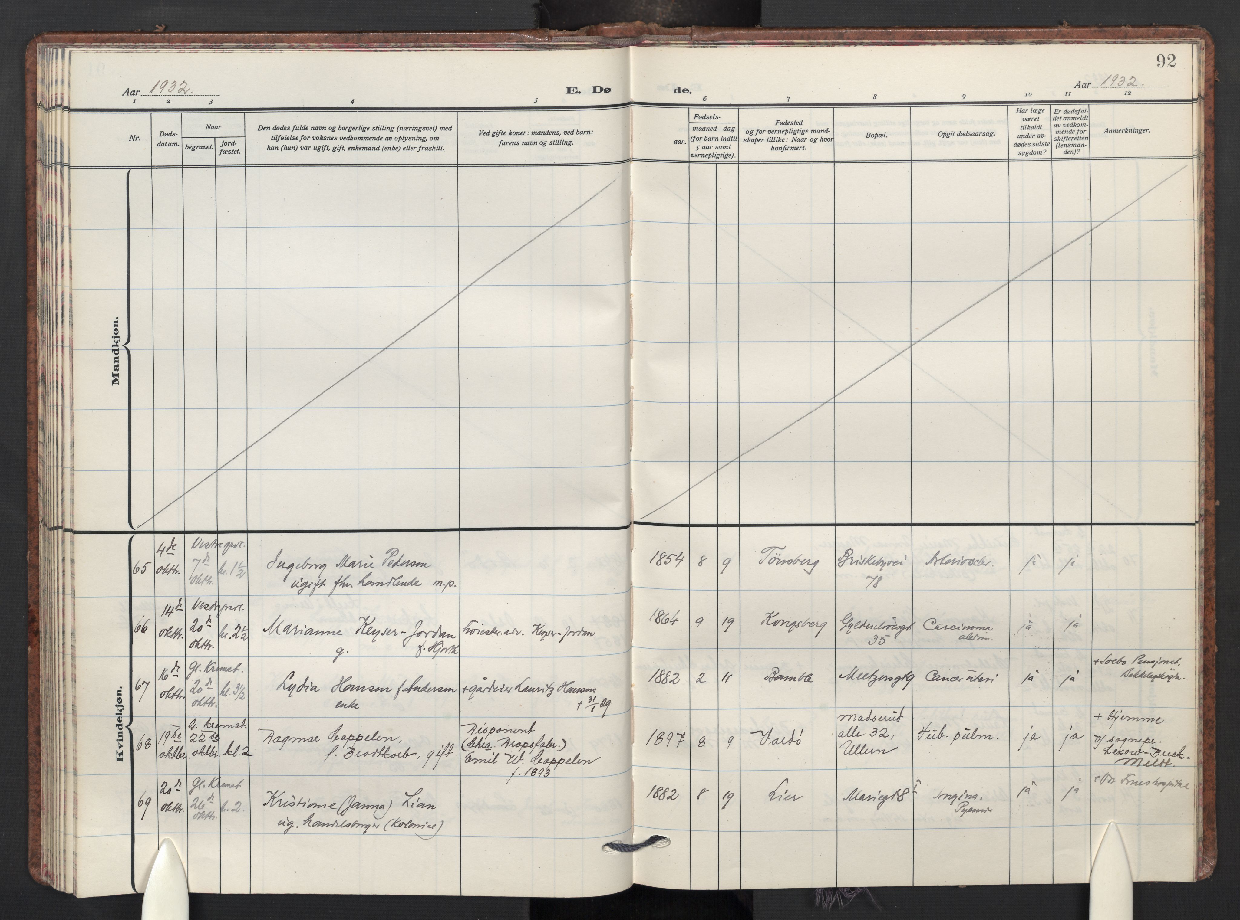 Uranienborg prestekontor Kirkebøker, AV/SAO-A-10877/F/Fa/L0015: Parish register (official) no. I 15, 1927-1935, p. 92