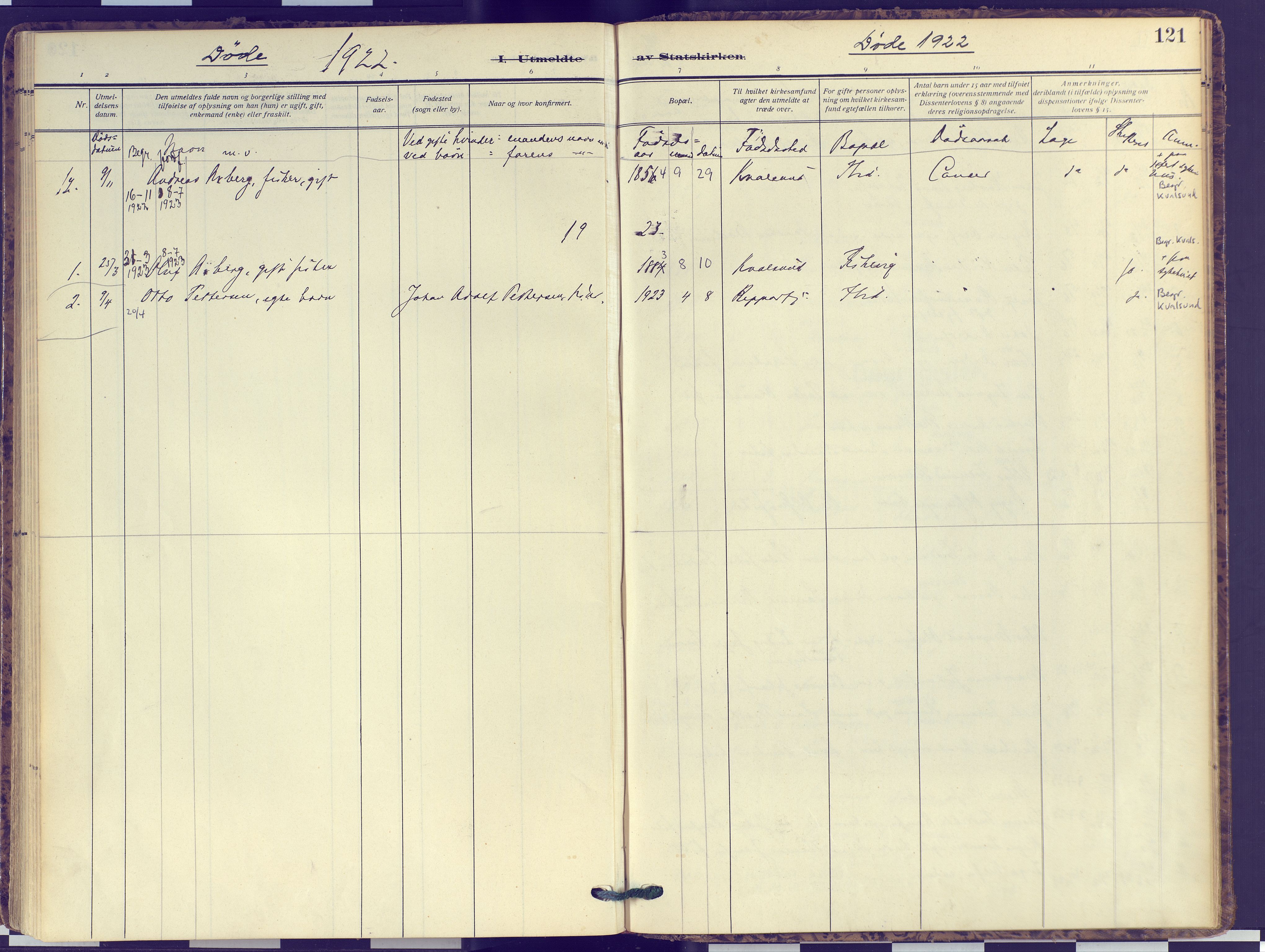 Hammerfest sokneprestkontor, SATØ/S-1347: Parish register (official) no. 16, 1908-1923, p. 121
