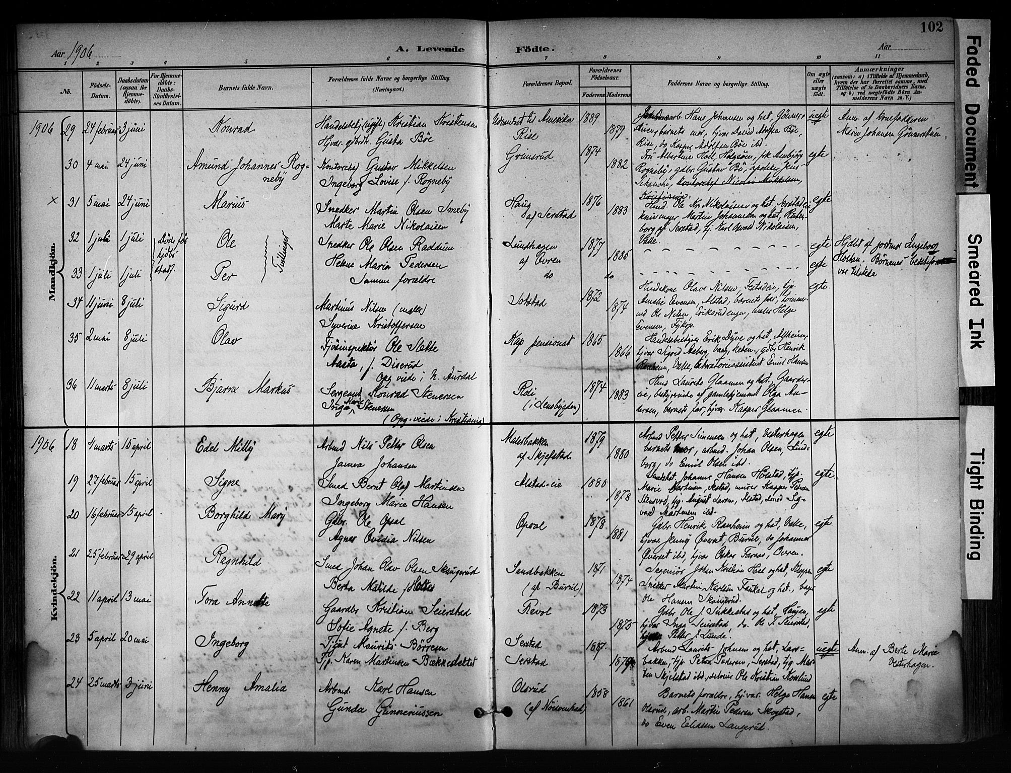 Østre Toten prestekontor, AV/SAH-PREST-104/H/Ha/Haa/L0008: Parish register (official) no. 8, 1897-1909, p. 102