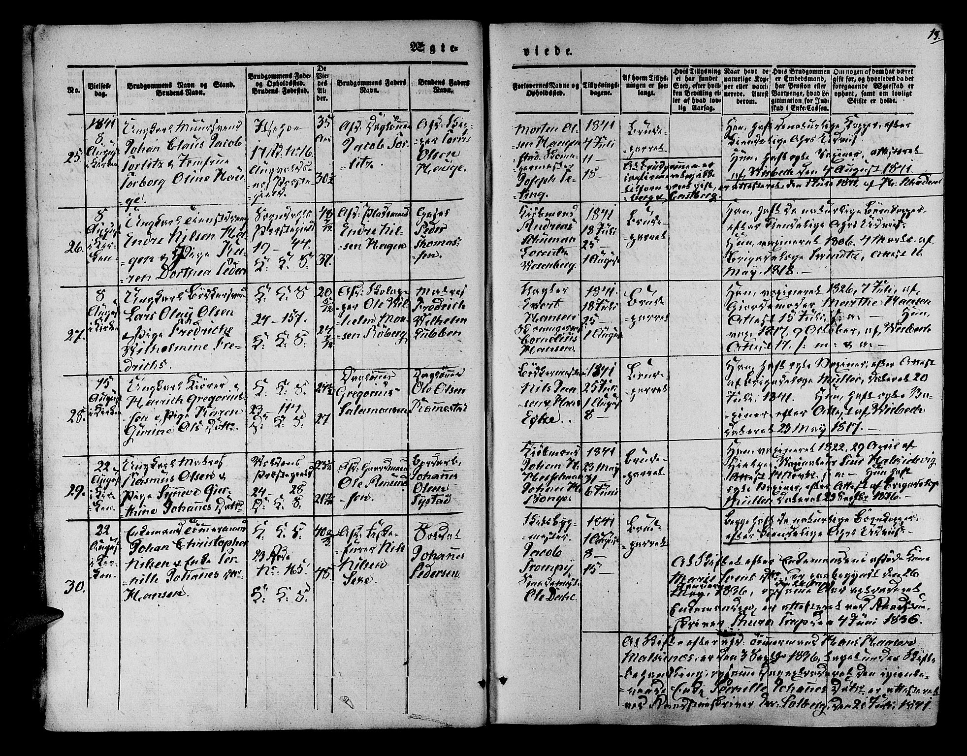 Korskirken sokneprestembete, AV/SAB-A-76101/H/Hab: Parish register (copy) no. D 1, 1840-1867, p. 13