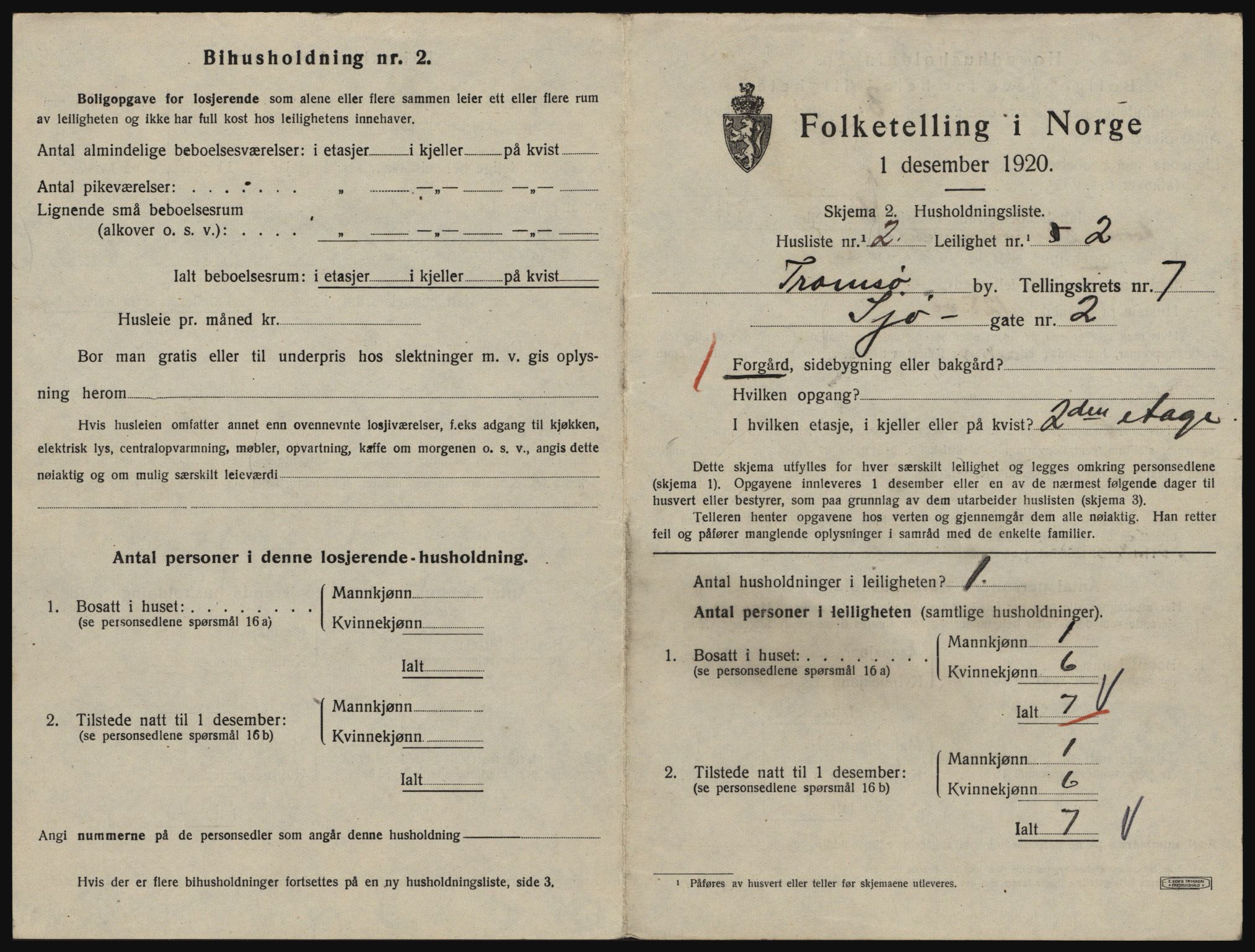 SATØ, 1920 census for Tromsø, 1920, p. 4255