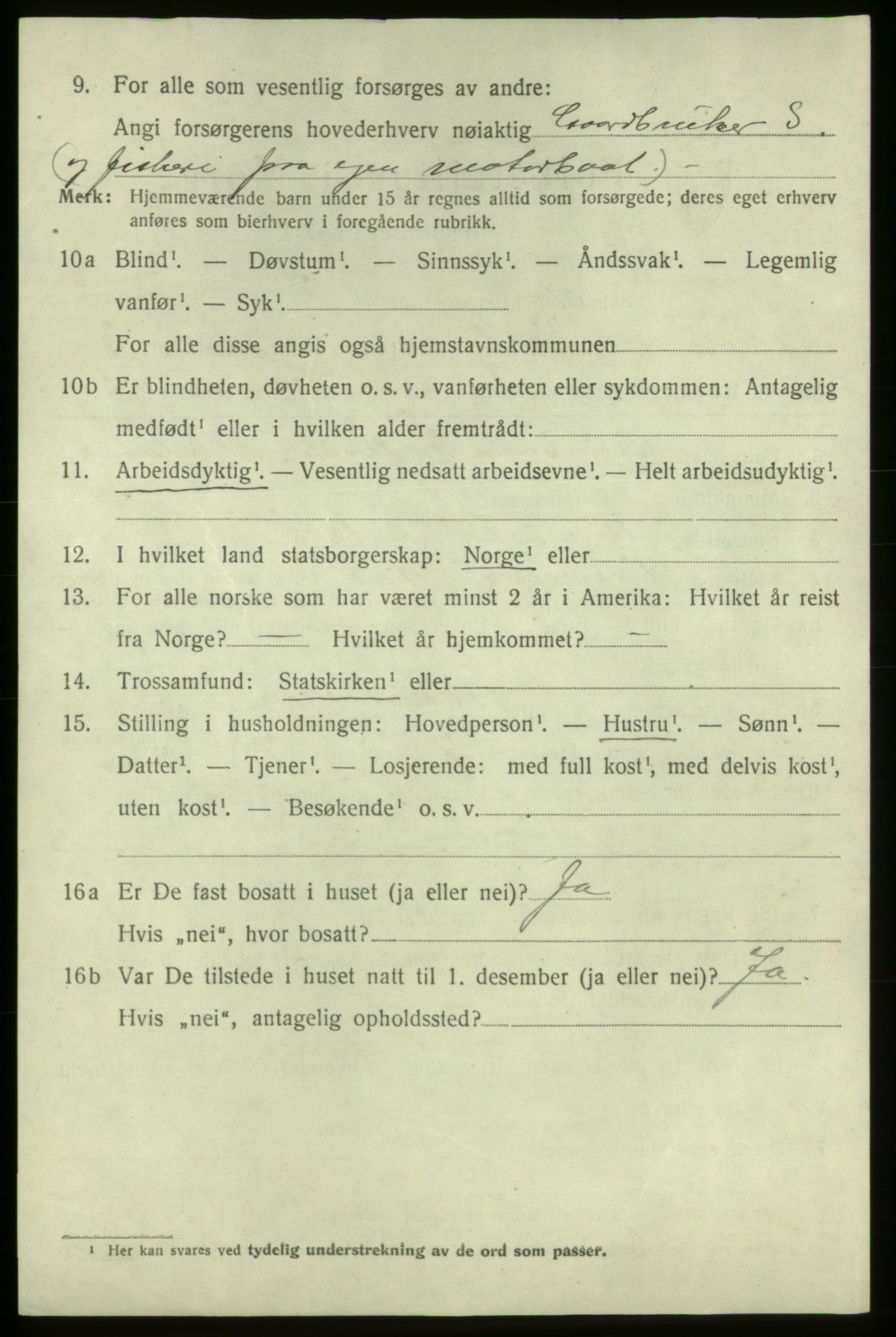 SAB, 1920 census for Bremnes, 1920, p. 4011