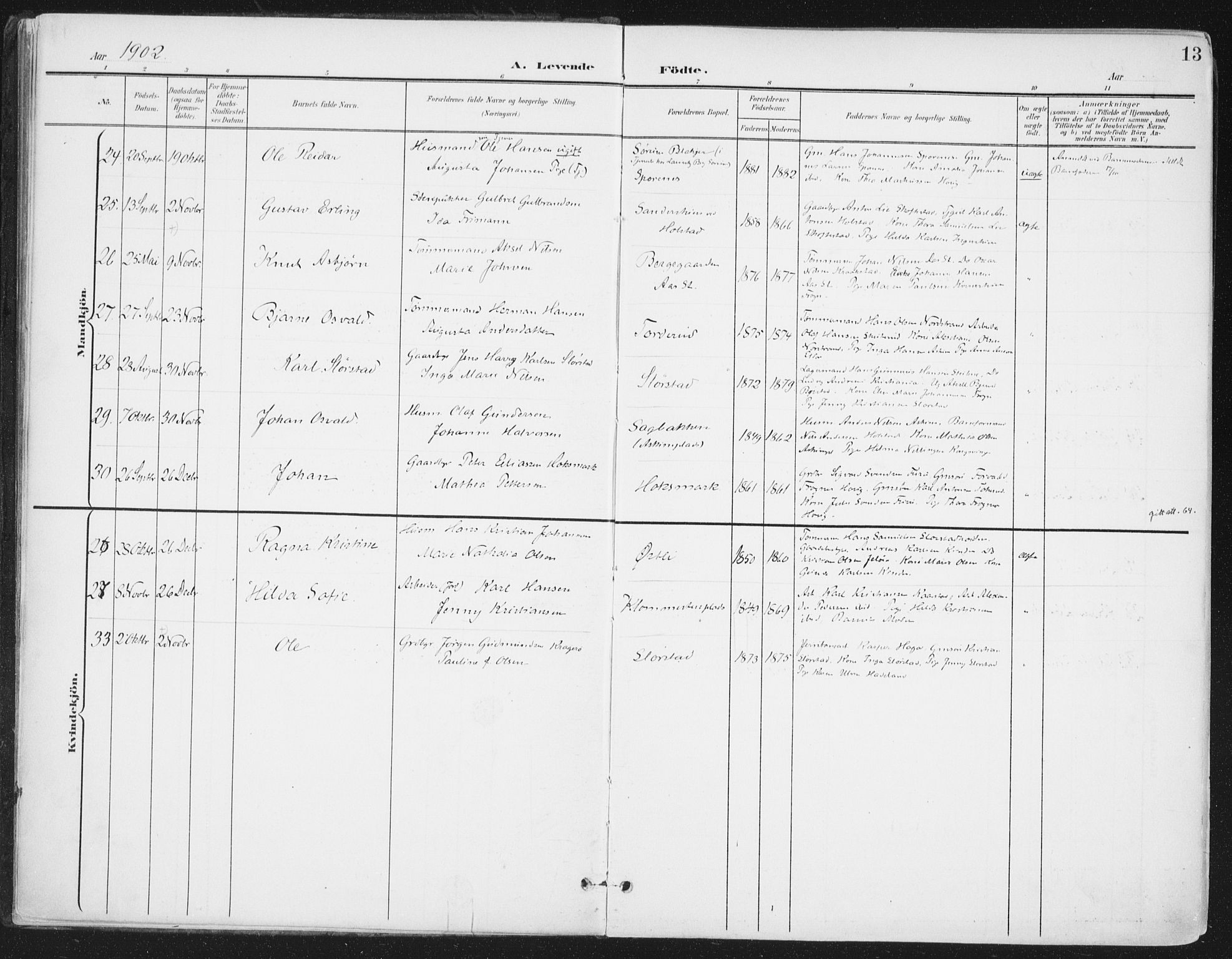Ås prestekontor Kirkebøker, AV/SAO-A-10894/F/Fa/L0010: Parish register (official) no. I 10, 1900-1918, p. 13