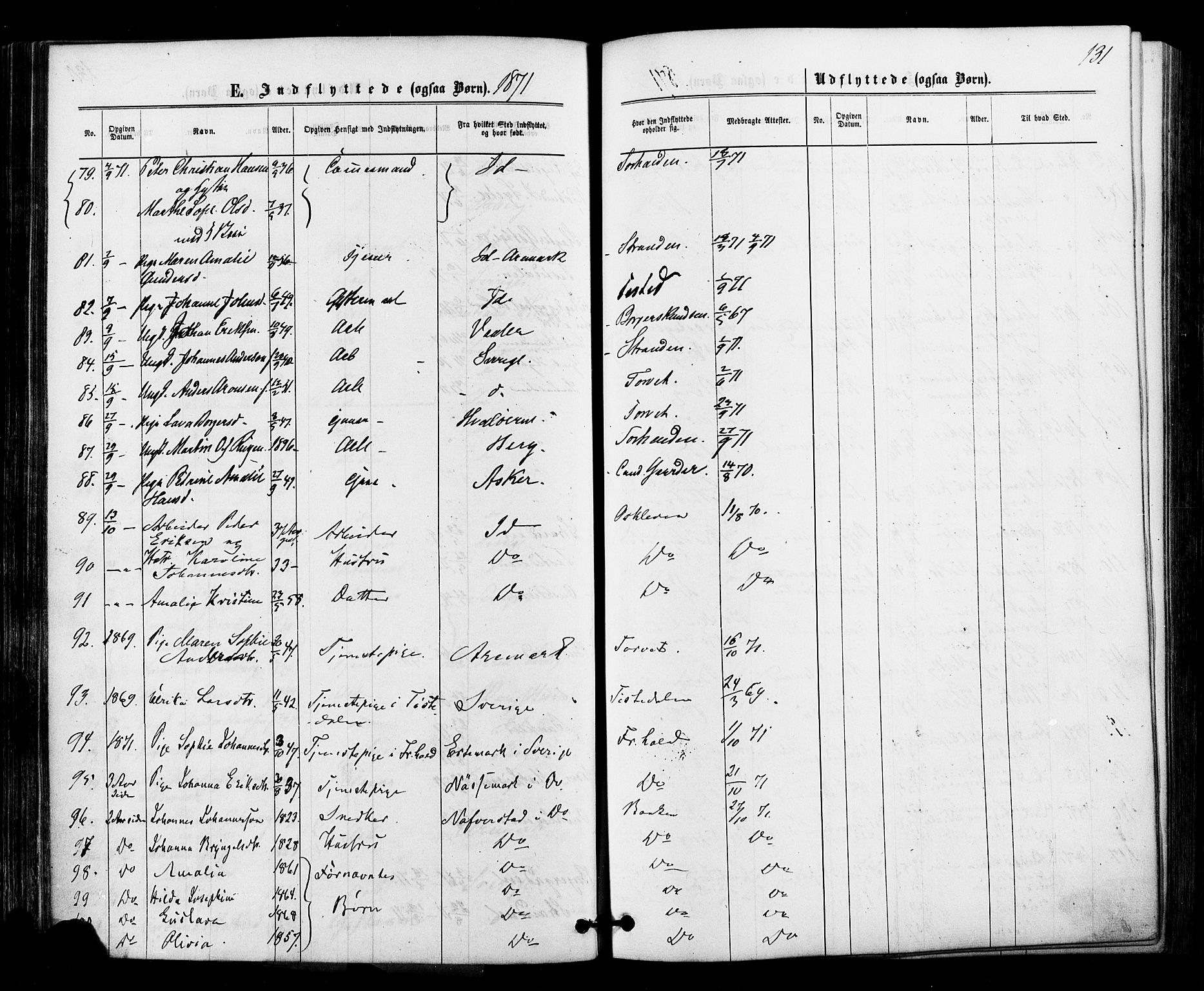 Halden prestekontor Kirkebøker, AV/SAO-A-10909/F/Fa/L0010: Parish register (official) no. I 10, 1866-1877, p. 131