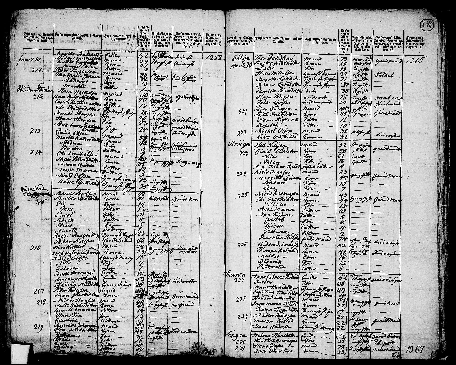 RA, 1801 census for 0720P Stokke, 1801, p. 345b-346a